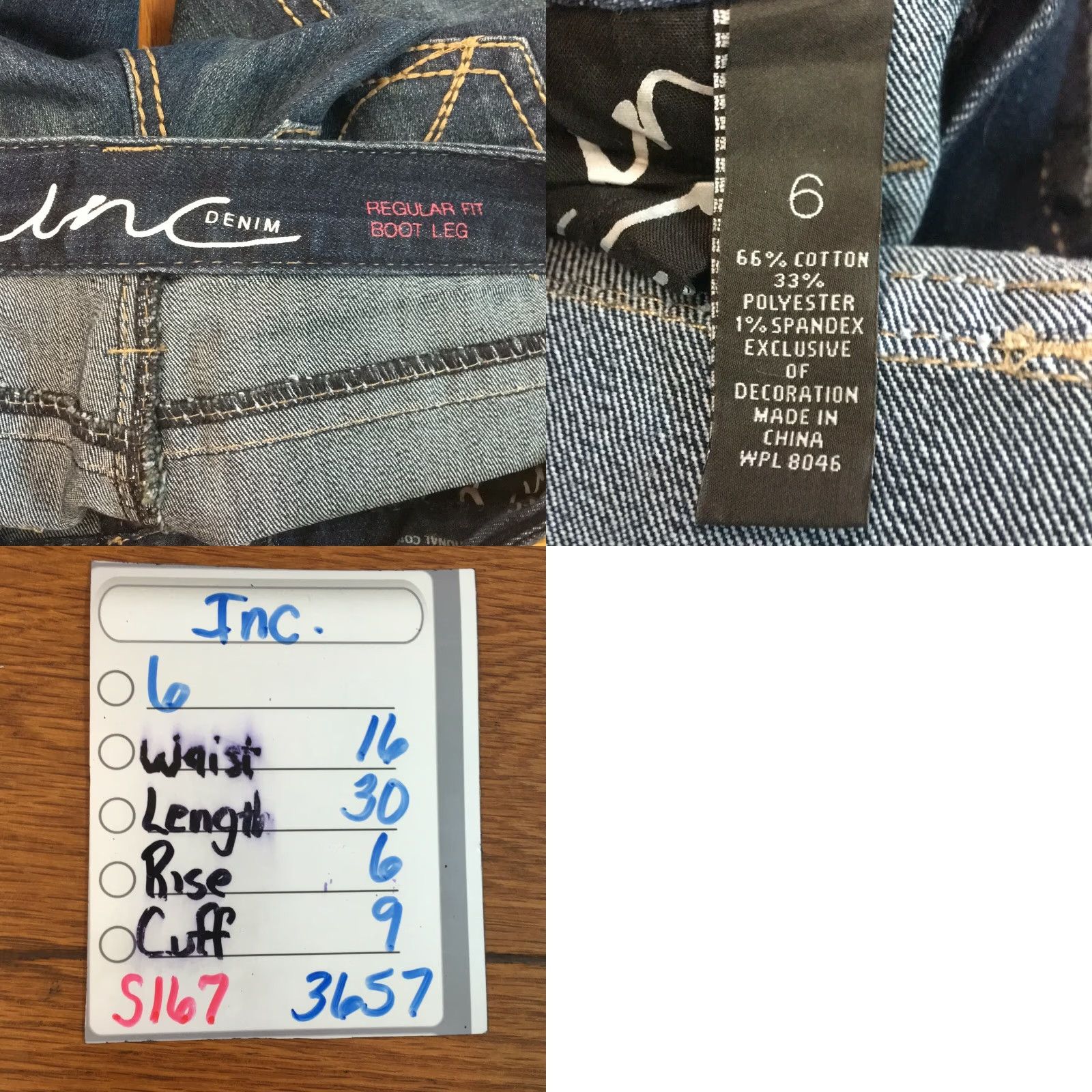 Vintage INC Denim Women Stretch Rhinestone Pocket Regular Fit Boot Leg Blue Jeans Size 6 Size 28" / US 6 / IT 42 - 8 Thumbnail