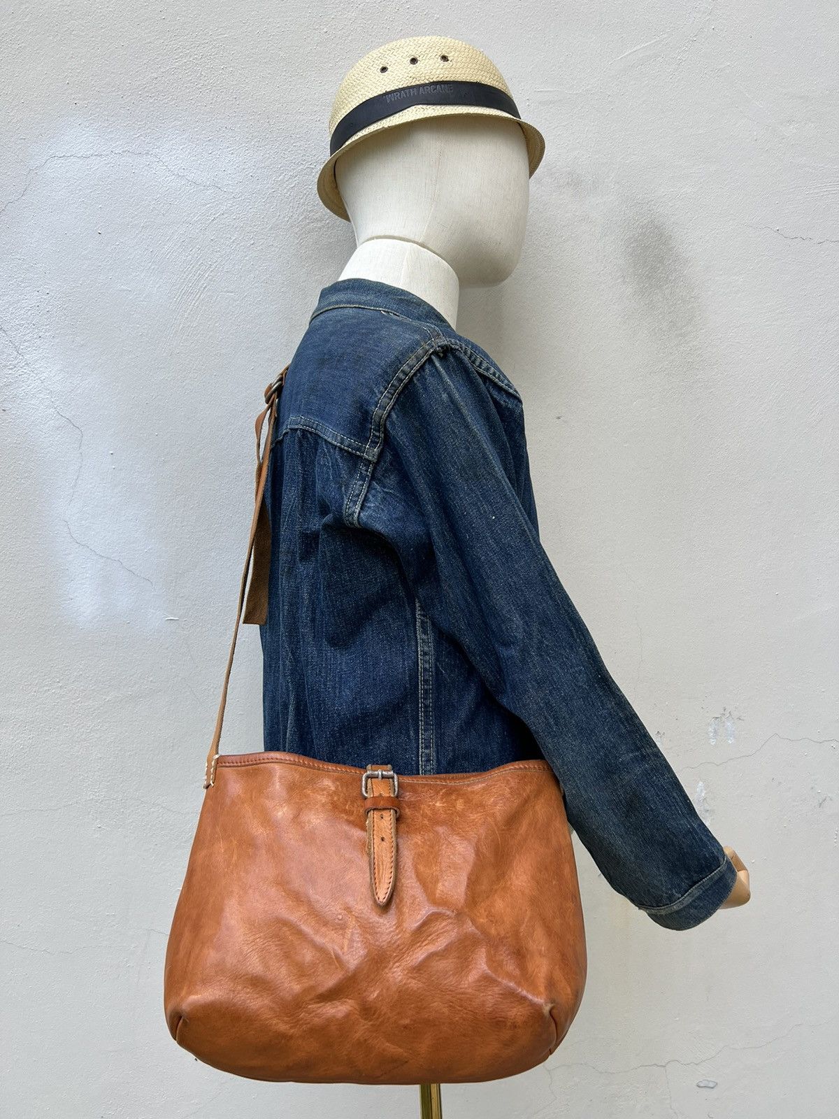 image of Tideway Japan Wash Series Patina Leather Sling Bag, Men's