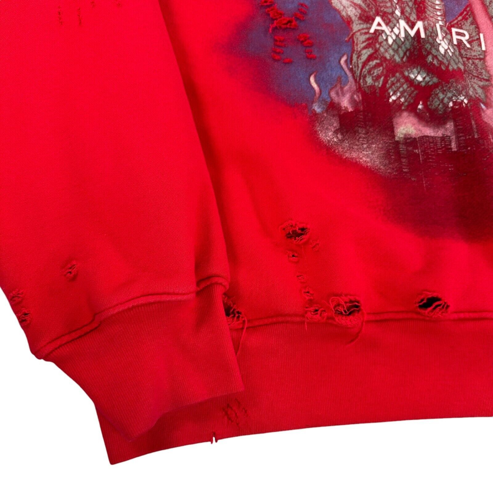 Amiri Amiri Size L Sweatshirt Red Oversized Distressed Chaos Logo Size US L / EU 52-54 / 3 - 7 Thumbnail