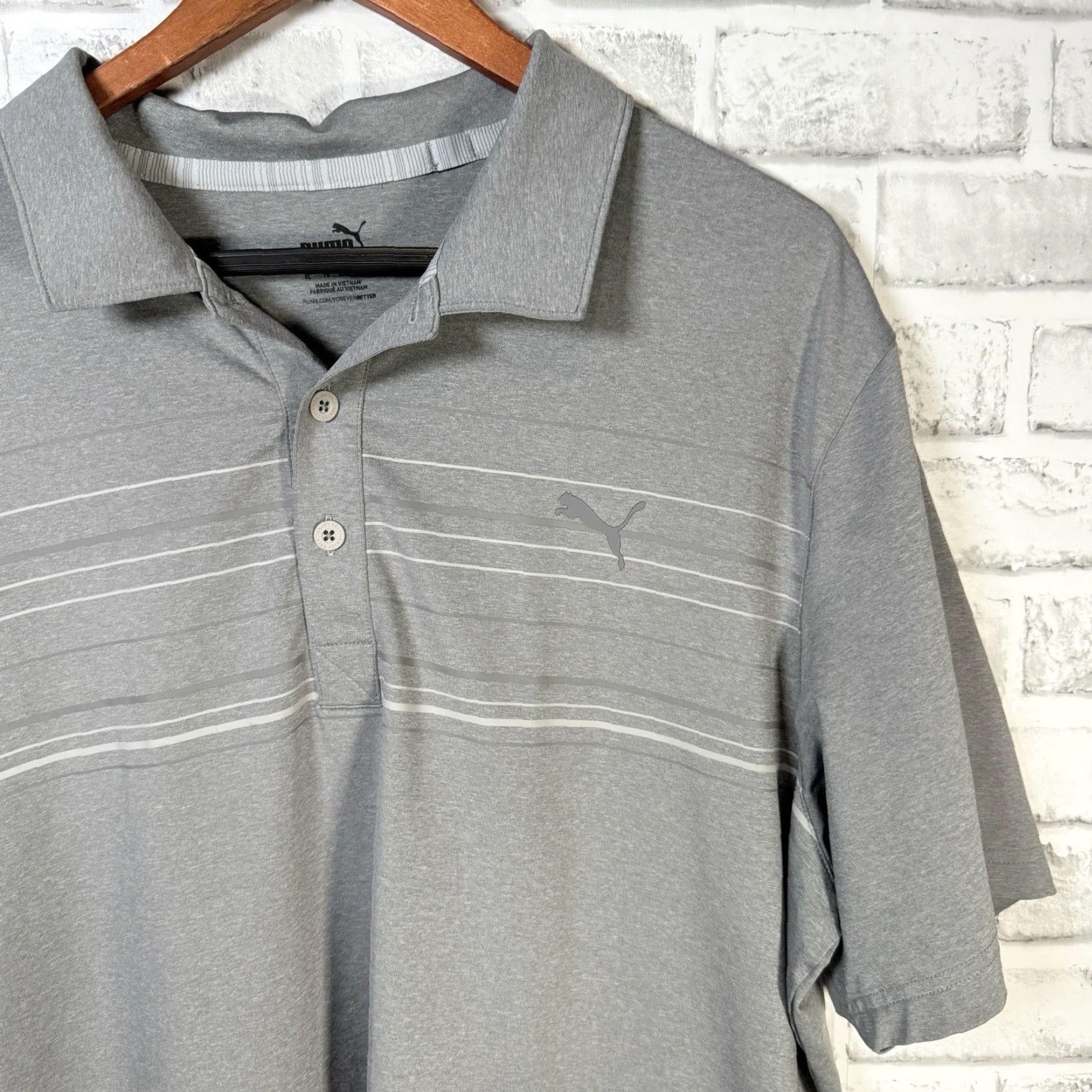 Puma Puma Gray Striped Athletic Polo Shirt Mens XL Size Regular Size US XL / EU 56 / 4 - 2 Thumbnail