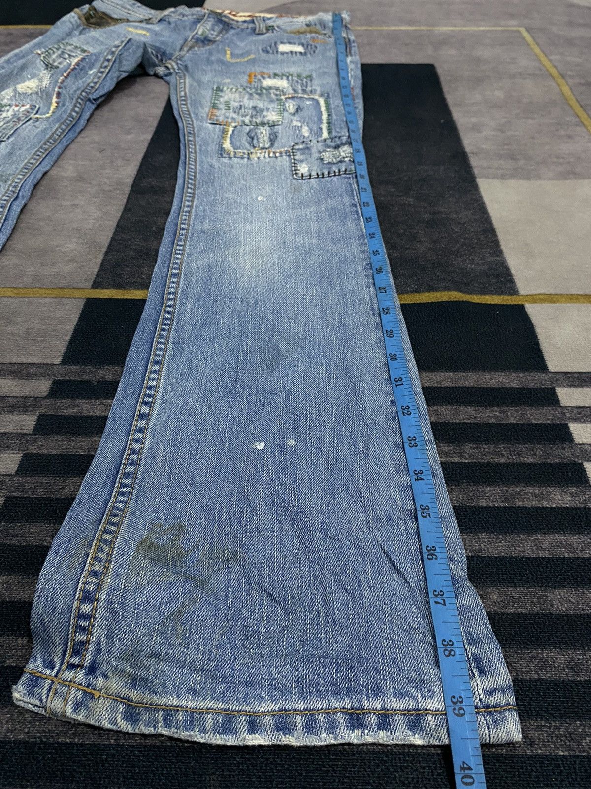 Hysteric Glamour BACK NUMBER DISTRESSED FLARE BOOT CUT DENIM PANTS Size US 32 / EU 48 - 18 Thumbnail