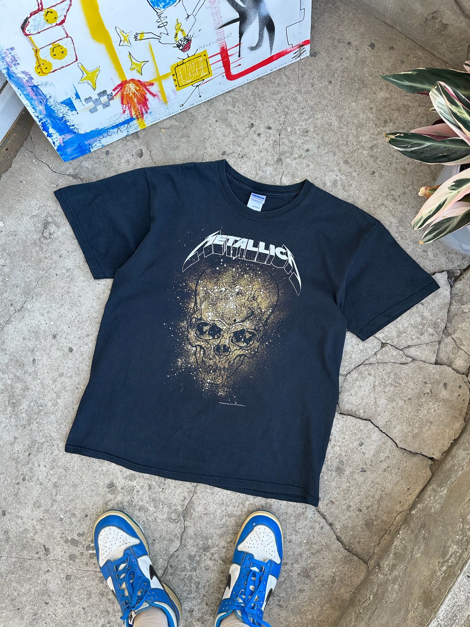 Pre-owned Band Tees Vintage Metallica Tshirt Skull Tee In Black