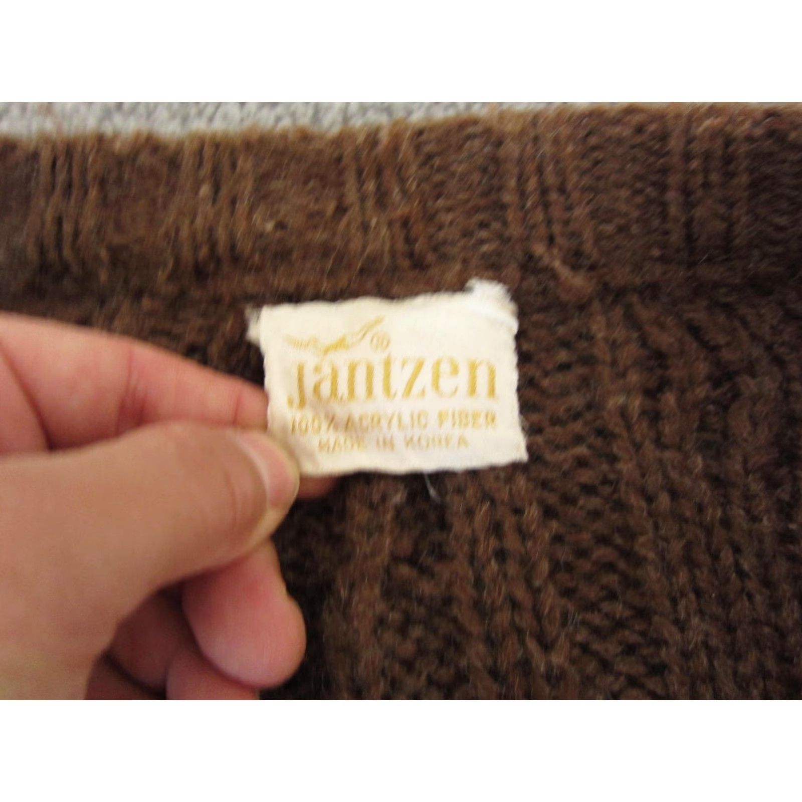 Jantzen VINTAGE Jantzen Cardigan Womens Large Brown Cable Knit Sweater 70s Size L / US 10 / IT 46 - 4 Thumbnail
