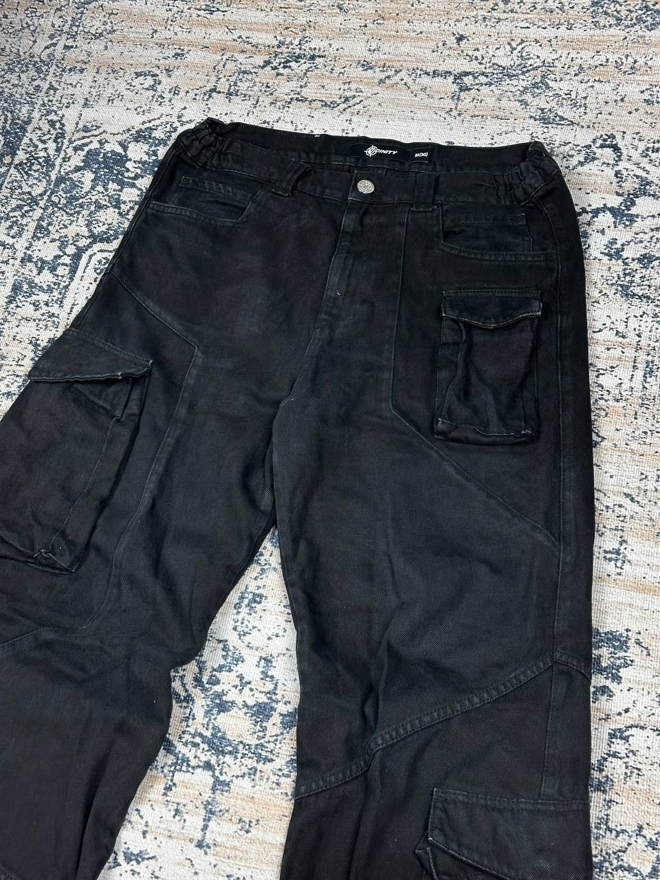 Japanese Brand Vicinity Cargo Flared Baggy Black Denim Pants Size US 34 / EU 50 - 3 Thumbnail