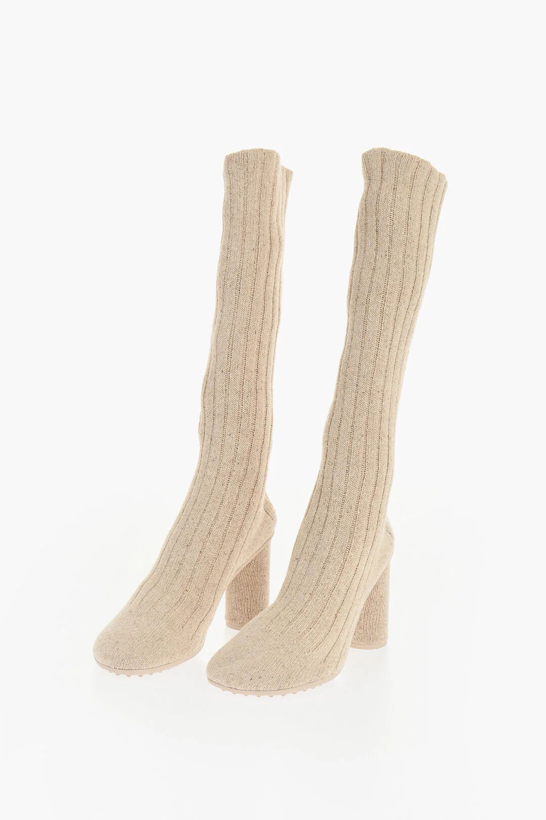 Bottega Veneta og1mm0426 Mixed-Wool Sock Boots in Beige Size US 10 / IT 40 - 3 Thumbnail