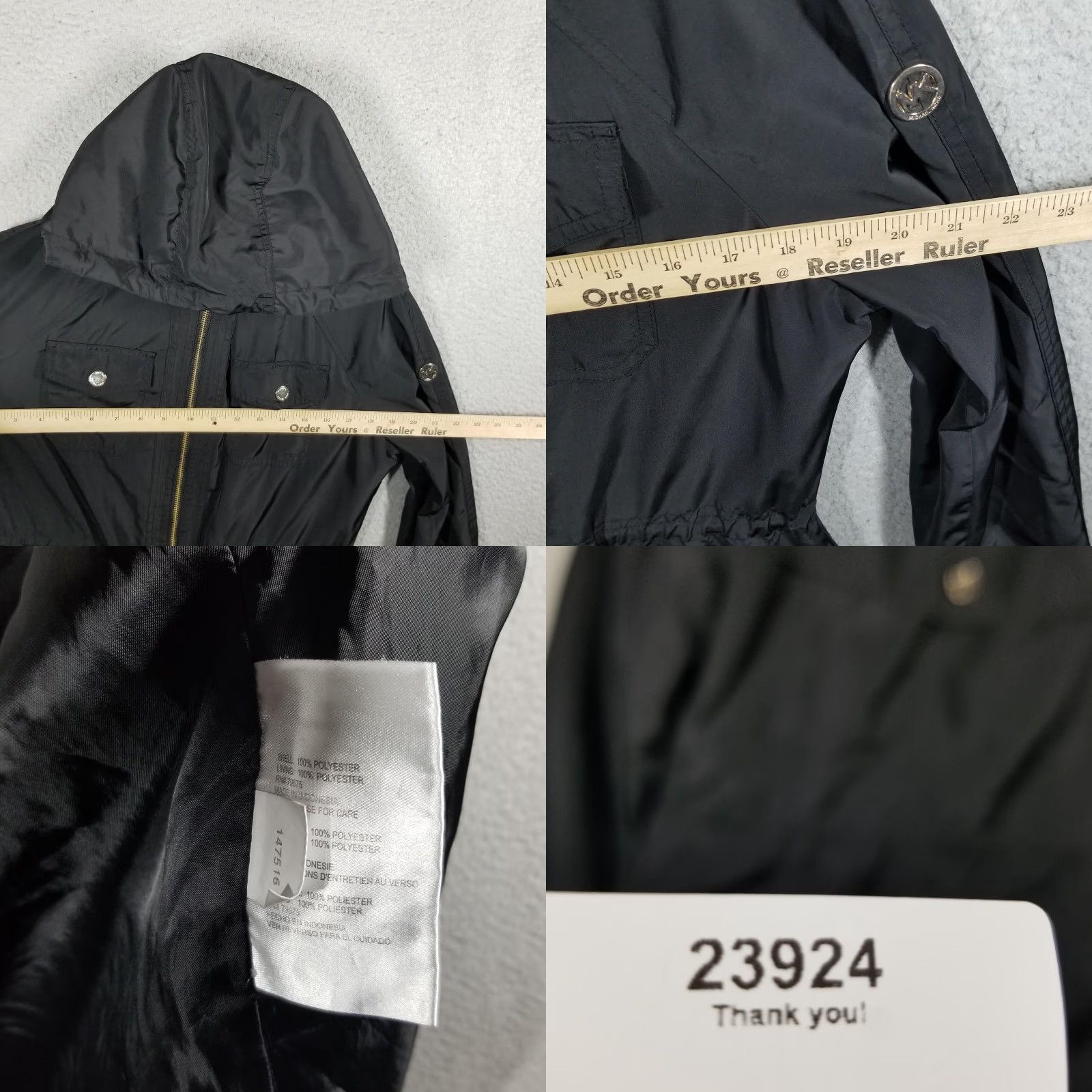Michael Kors Michael Kors Jacket Womens Small Hooded Full Zip Water Resistant Pockets MK Black Zipper Logo Pockets Button Size S / US 4 / IT 40 - 8 Thumbnail