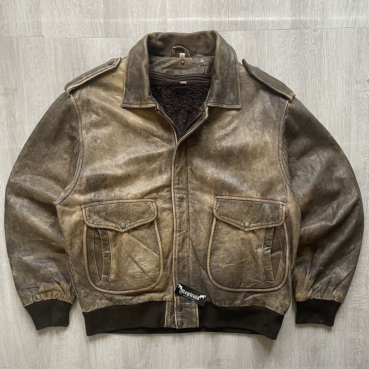 Other Unbrand Vintage Patina Pilot Flight Genuine Leather Jacket Size US XL / EU 56 / 4 - 1 Thumbnail