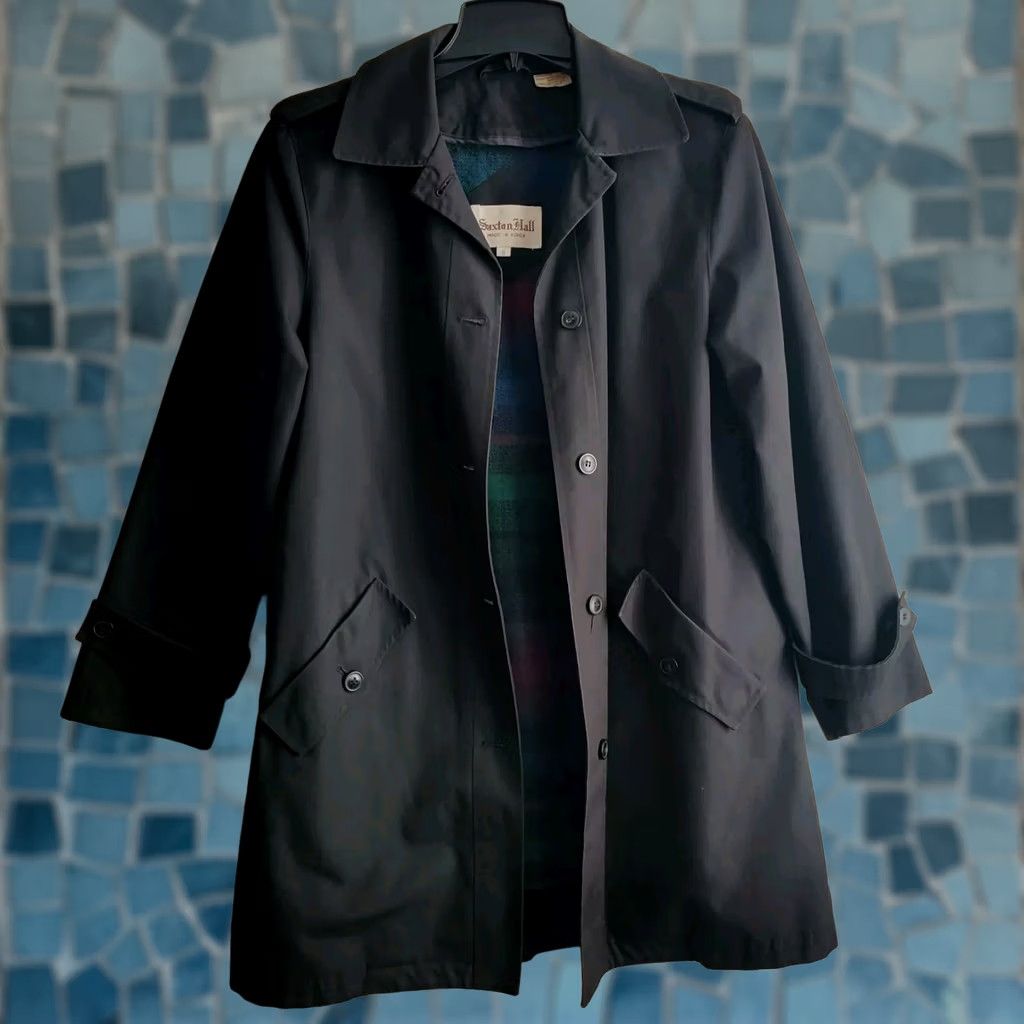 Vintage VINTAGE Saxton Hall Coat Women's S Black Long Jacket Flannel Lined 1980s Tailored | Coat | Womens | Black | 1980s Size S / US 4 / IT 40 - 1 Thumbnail