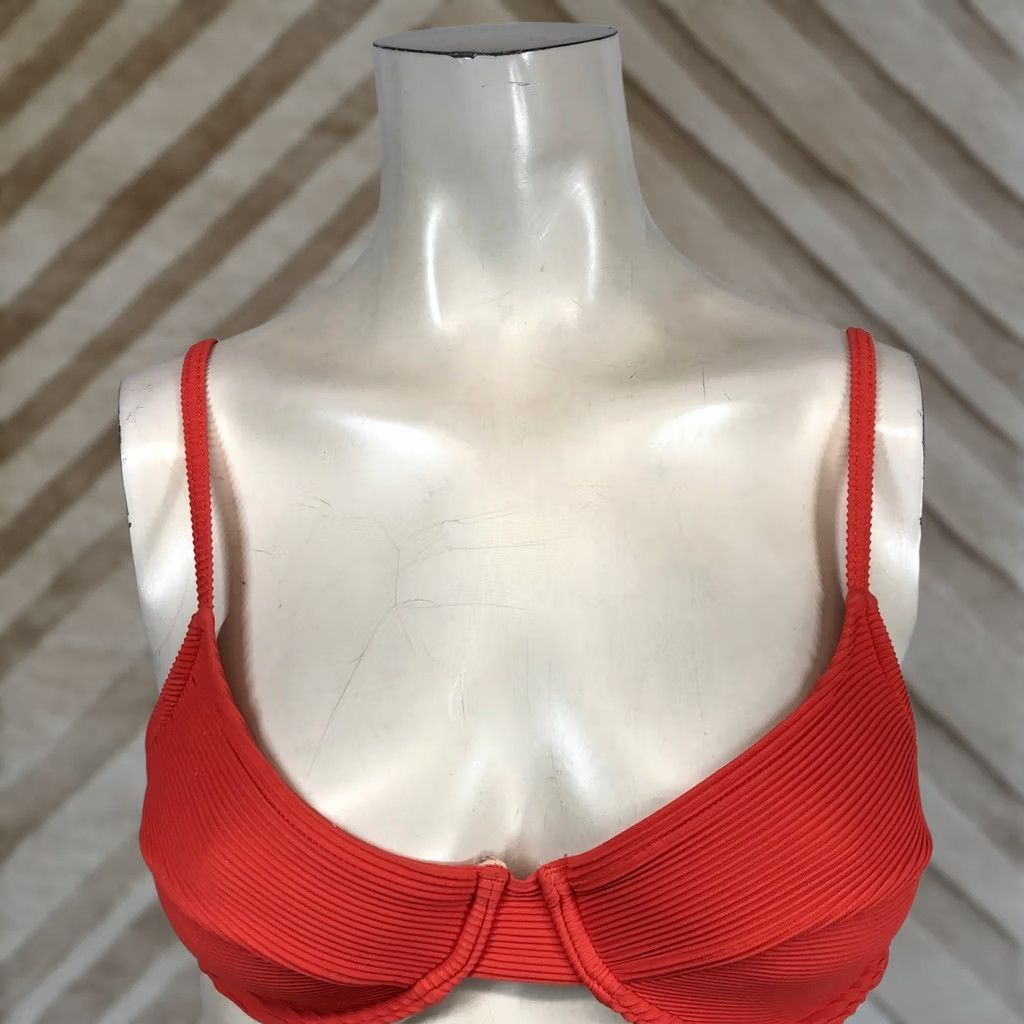 Vintage Zulu & Zephyr Orange Red Ribbed Underwire Bikini Top US 4 AU 8 EU 36 Size XS / US 0-2 / IT 36-38 - 1 Thumbnail