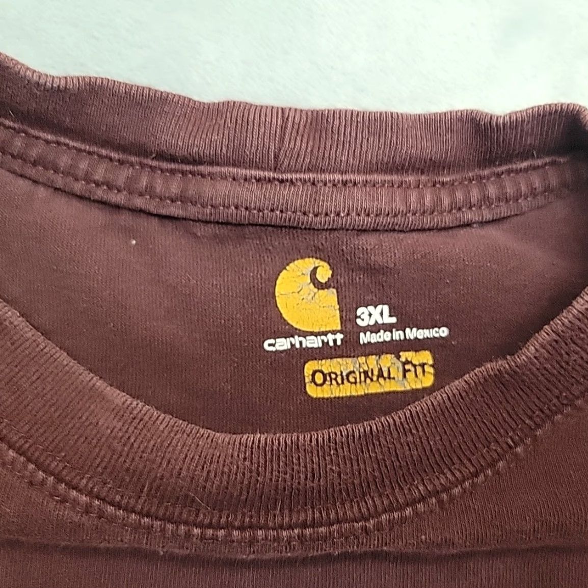 Carhartt VINTAGE Carhartt Shirt Men XXXL Maroon Original Fit Crewneck Long Sleeve Pocket Work TEE Size US XXL / EU 58 / 5 - 4 Thumbnail