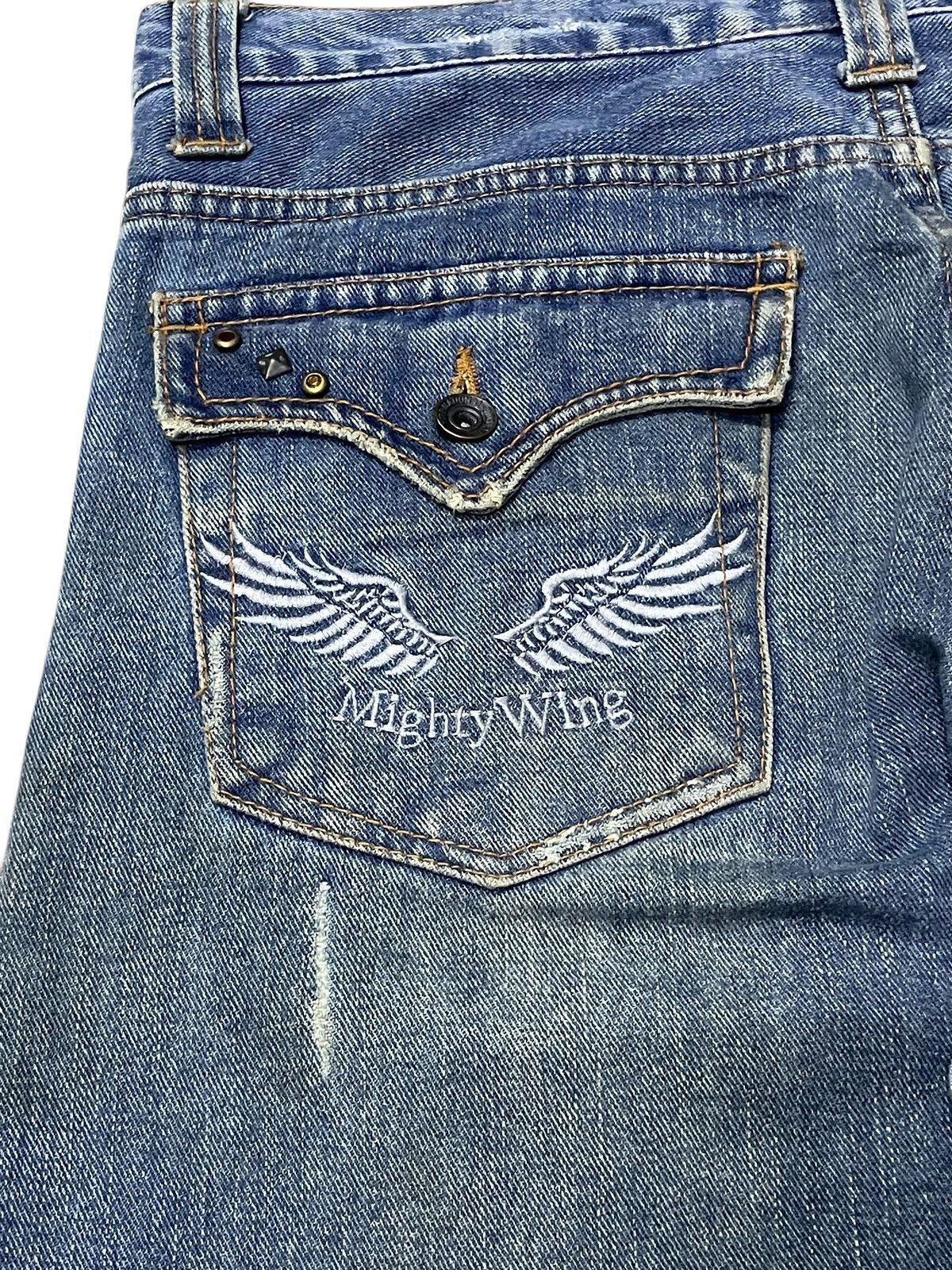 Japanese Brand × Le Grande Bleu (L.G.B.) × Tornado Mart Nylaus Japan Spiral Flare Studded Rhinestones Muddy Jeans Size US 32 / EU 48 - 22 Thumbnail