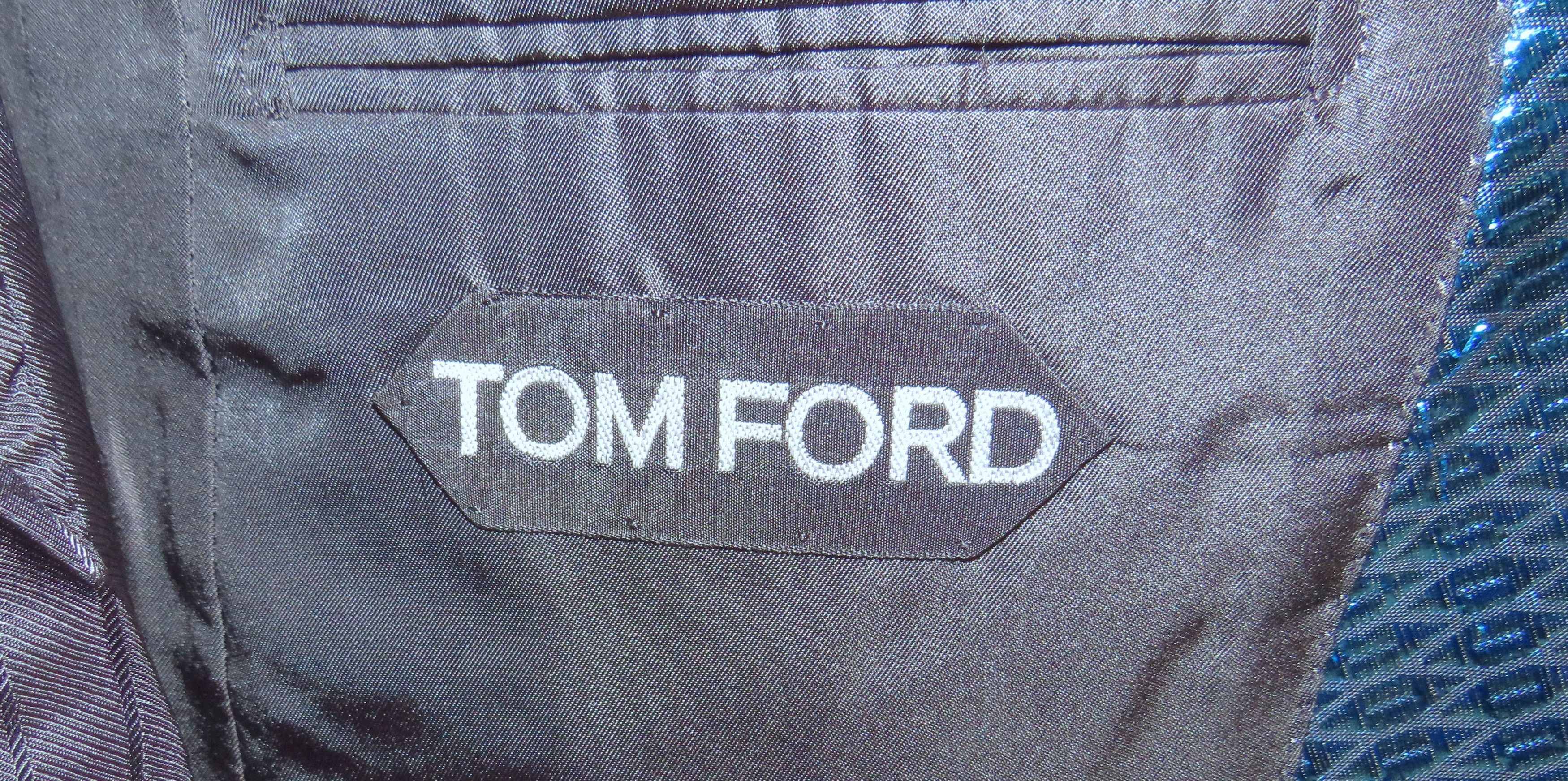 Tom Ford Base V Turquoise Sequined One Button Dinner Jacket 36R NWT Size 36R - 15 Thumbnail