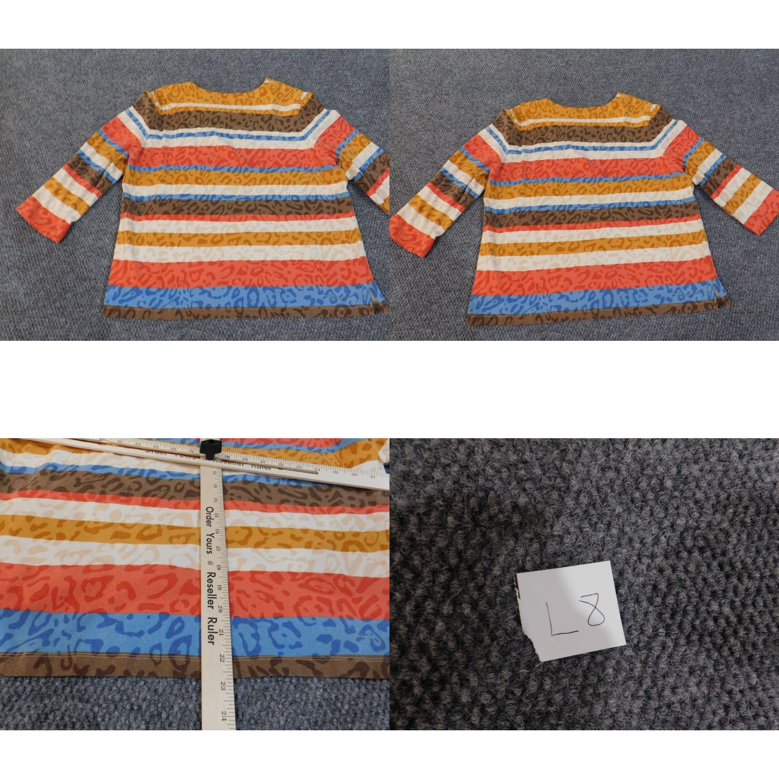 Vintage Alfred Dunner Blouse Shirt Womens Large Brown Geometric Stretch Cotton Knit Round Neck Long Sleeve Size L / US 10 / IT 46 - 9 Thumbnail
