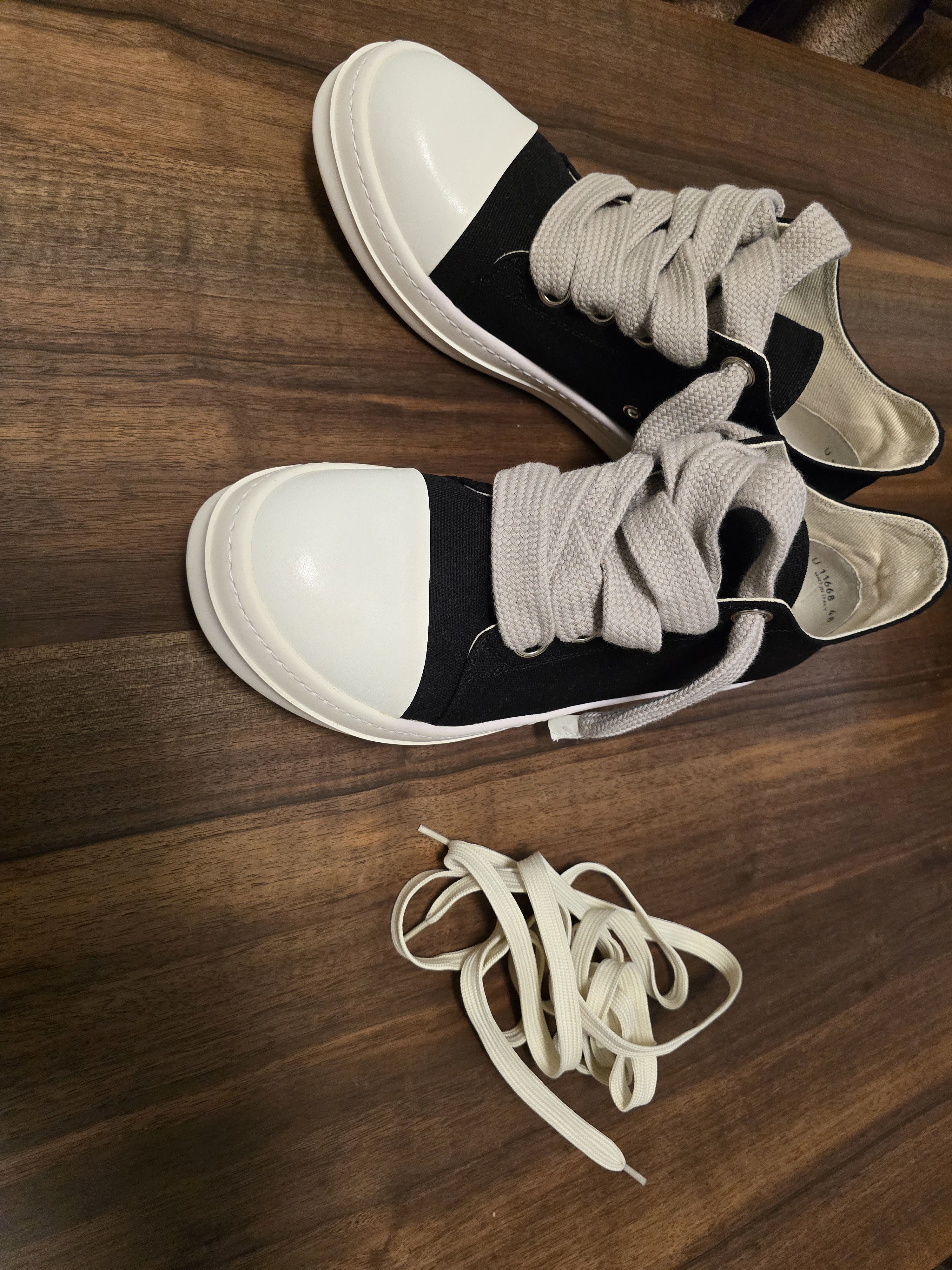 rick owens jumbolace ramones 24ss サイズ42 RICK OWENS RARE SAMPLE JUMBO LACE LEATHER RAMONES LOW FW24