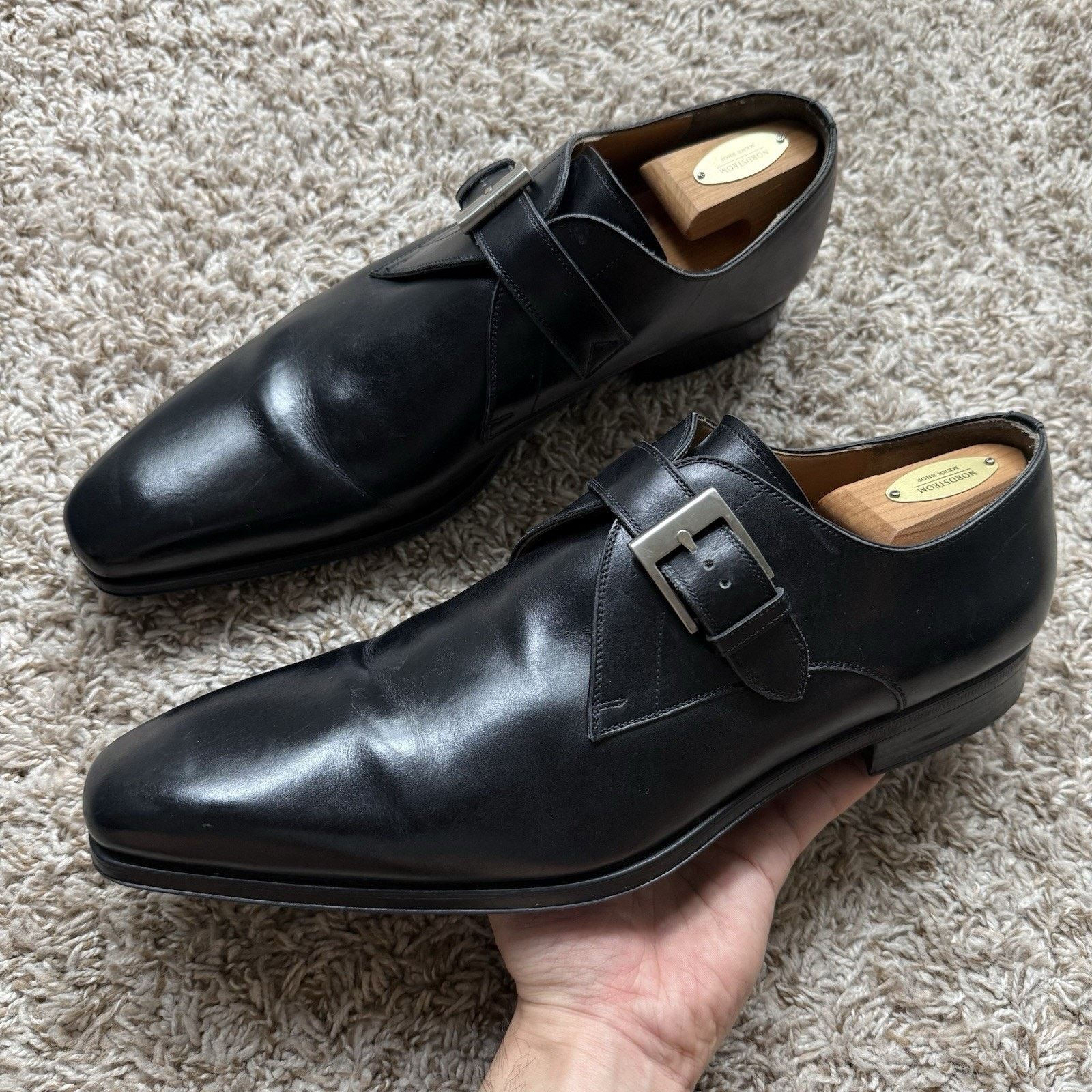 Magnanni Magnanni Marco II Single Monk Strap Black Leather Dress Shoe Size US 13 / EU 46 - 1 Thumbnail