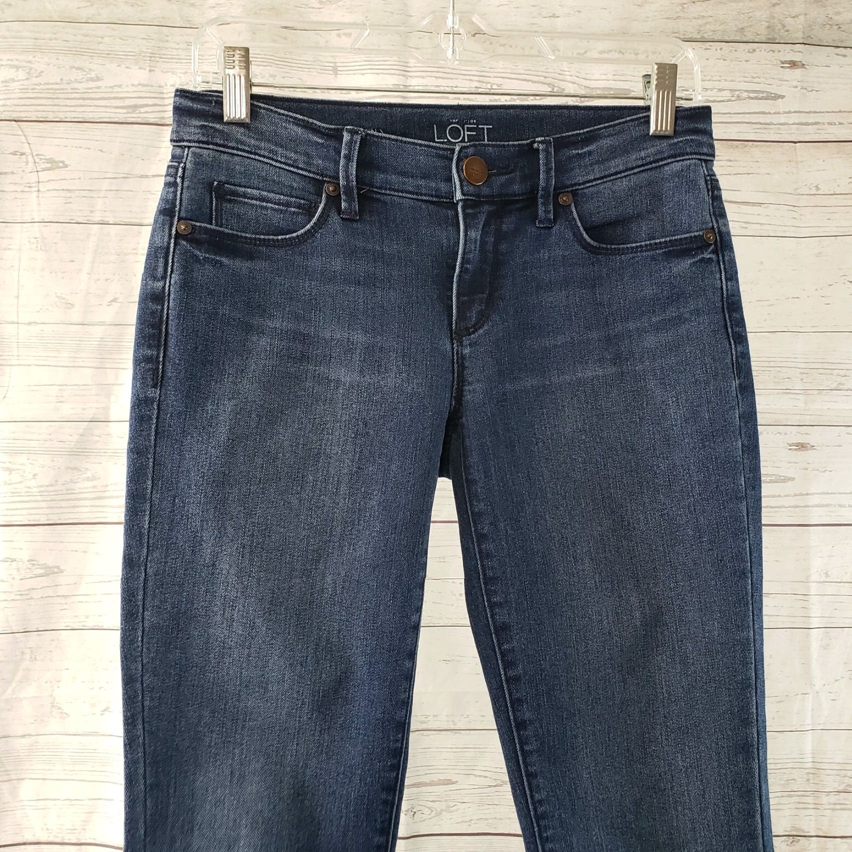 Loft LOFT Womens Modern Skinny Ankle Jeans Sz 25 Blue Ankle Zip Low Rise Denim 26in Inseam Womens Jeans Size 42" / US 20 - 2 Thumbnail