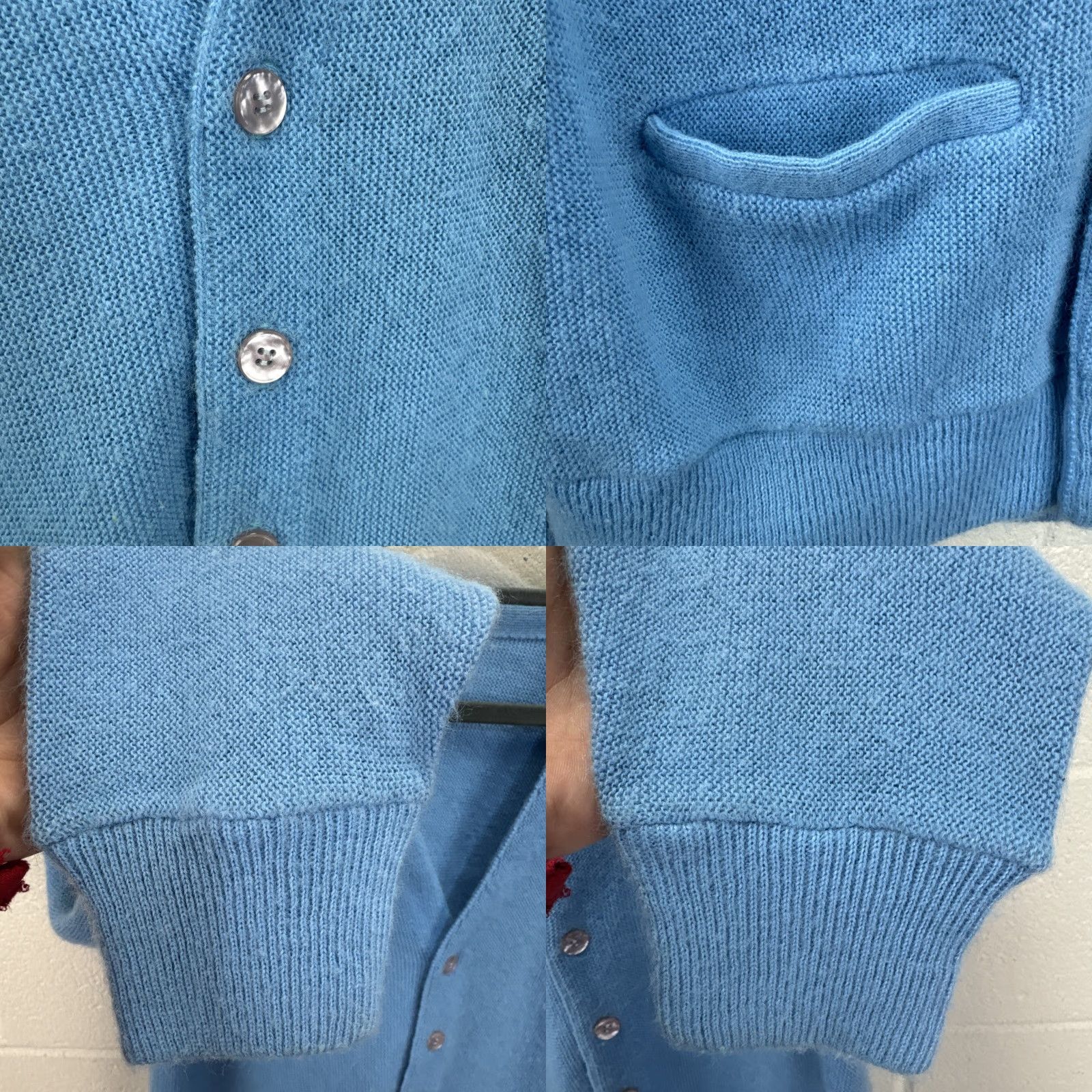 Vintage VINTAGE Cardigan Mens M Blue 60s 70s Wool Button Up Pockets Classic Cardigan Sweater Knit Tightly Woven N/A Size US M / EU 48-50 / 2 - 8 Thumbnail