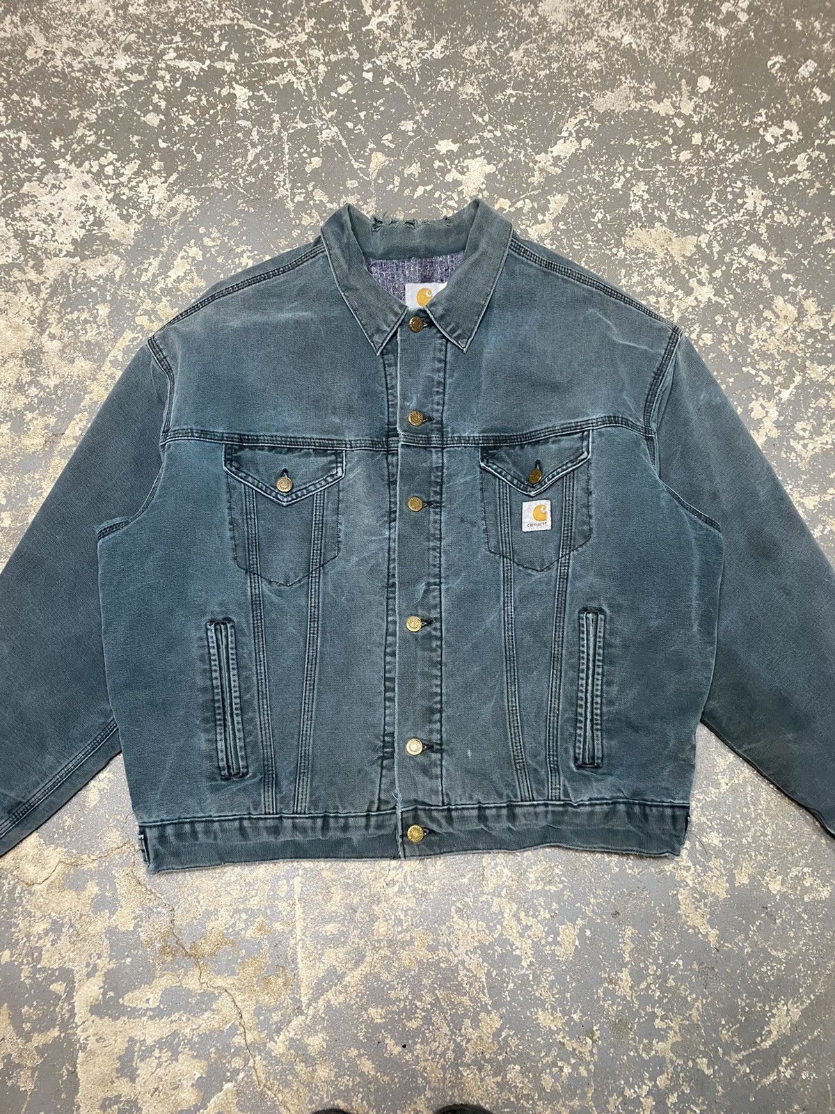 Carhartt × Vintage Vintage Carhartt Cyan Trucker Jacket JB143 Size US L / EU 52-54 / 3 - 3 Thumbnail