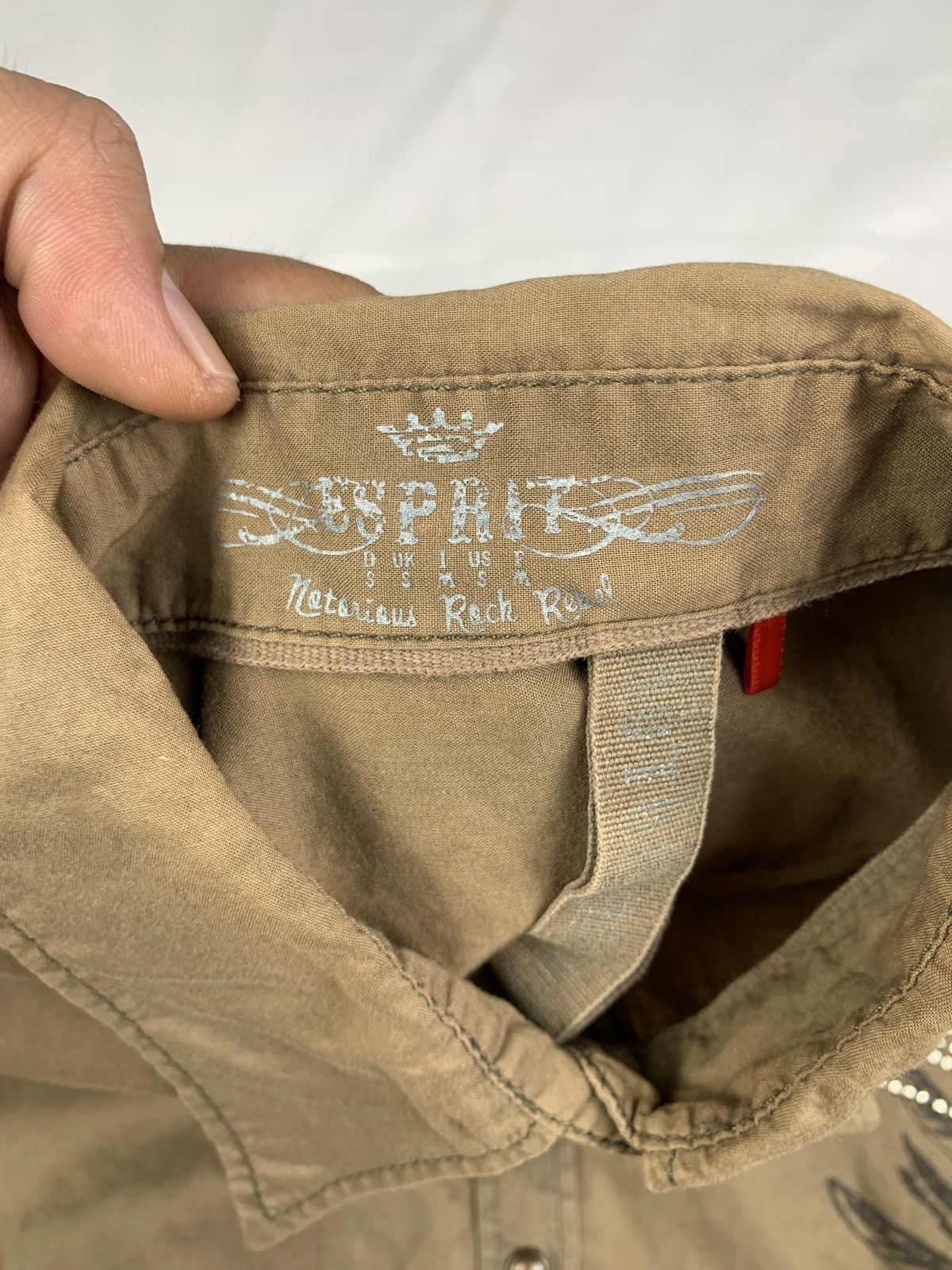 Esprit y2k Esprit Army Green Grunge Graphic Snap Button Shirt Size M / US 6-8 / IT 42-44 - 9 Thumbnail