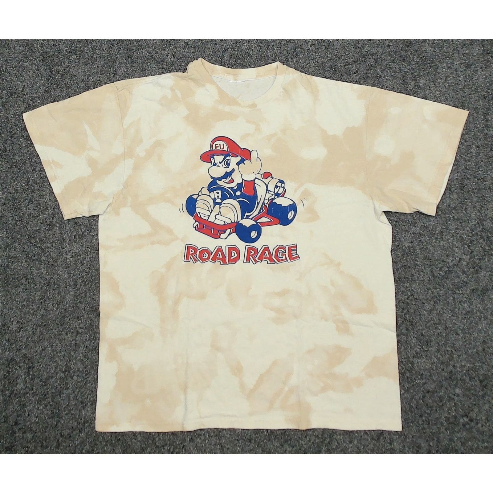 Vintage VTG Y2K "Road Rage" Mario Parody Bleach Wash Tee (Boxy) Size US L / EU 52-54 / 3 - 3 Thumbnail