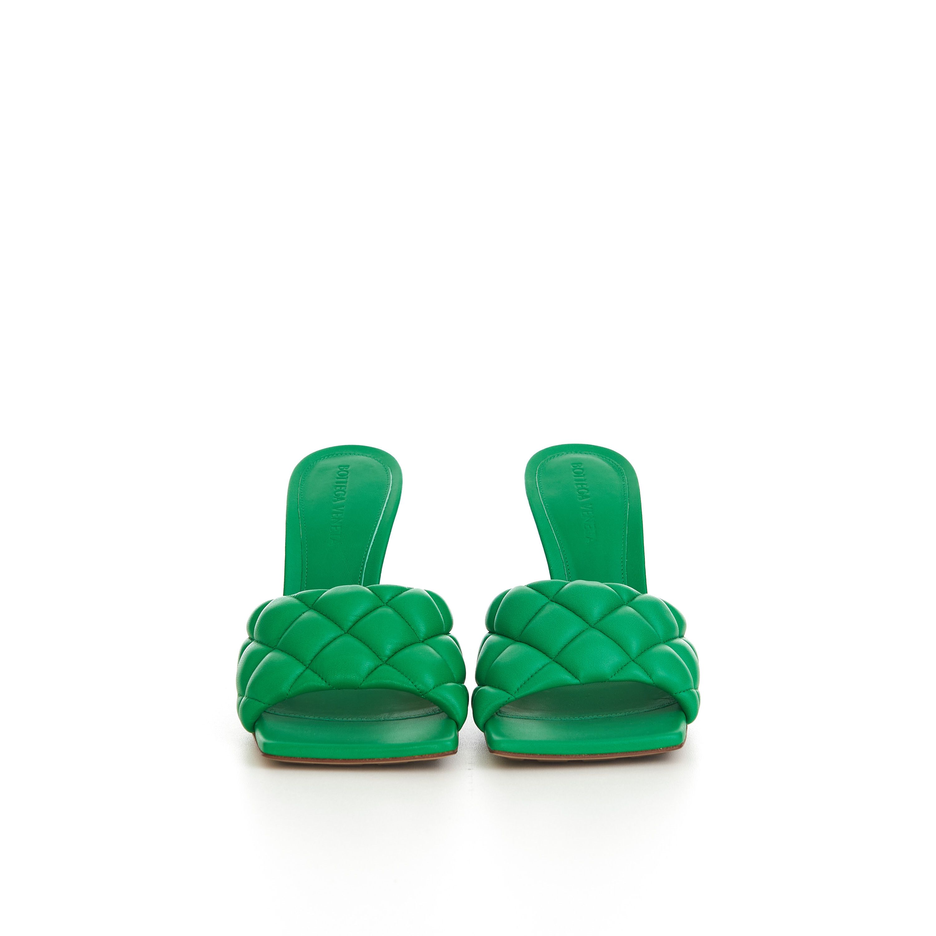 Bottega Veneta Padded Mules In Parakeet Green Quilted Leather Size US 10.5 / IT 40.5 - 4 Thumbnail