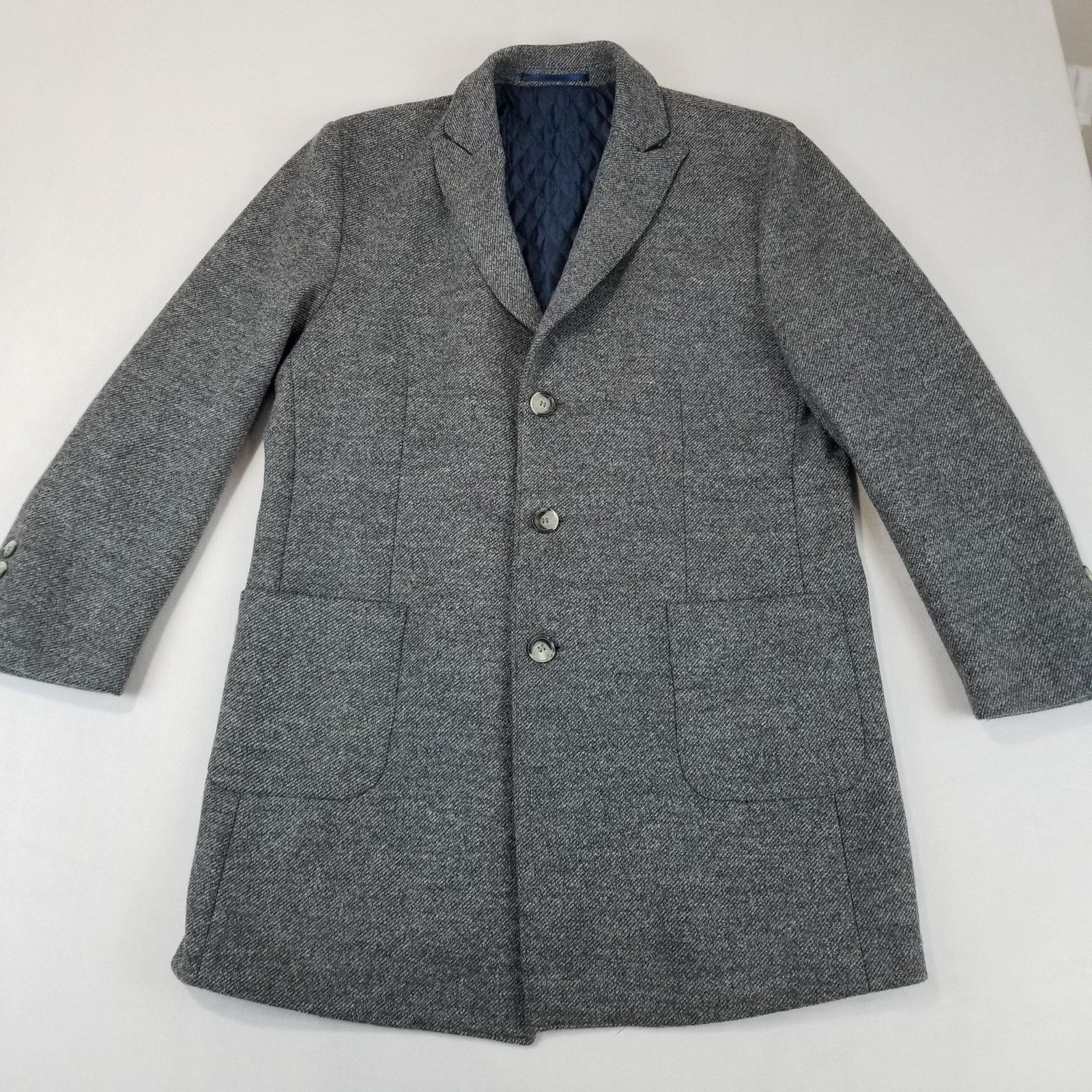 Other Enzo Tovare Coat 44 Gray Wool Blend Quilted Lined Overcoat Size US L / EU 52-54 / 3 - 12 Thumbnail