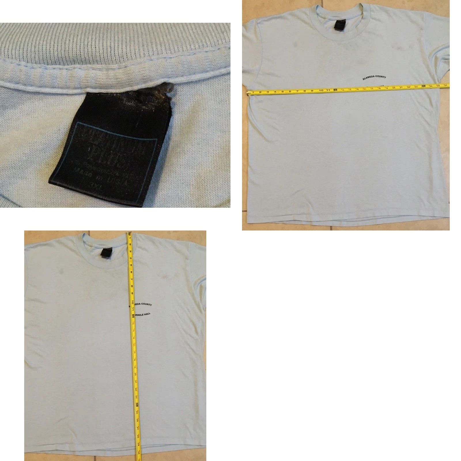 Vintage VINTAGE Alameda County Juvenile Hall Inmate Shirt 3XL Blue Distressed 90s Grunge Prison USA Mens T-Shirt Size US XXL / EU 58 / 5 - 10 Thumbnail