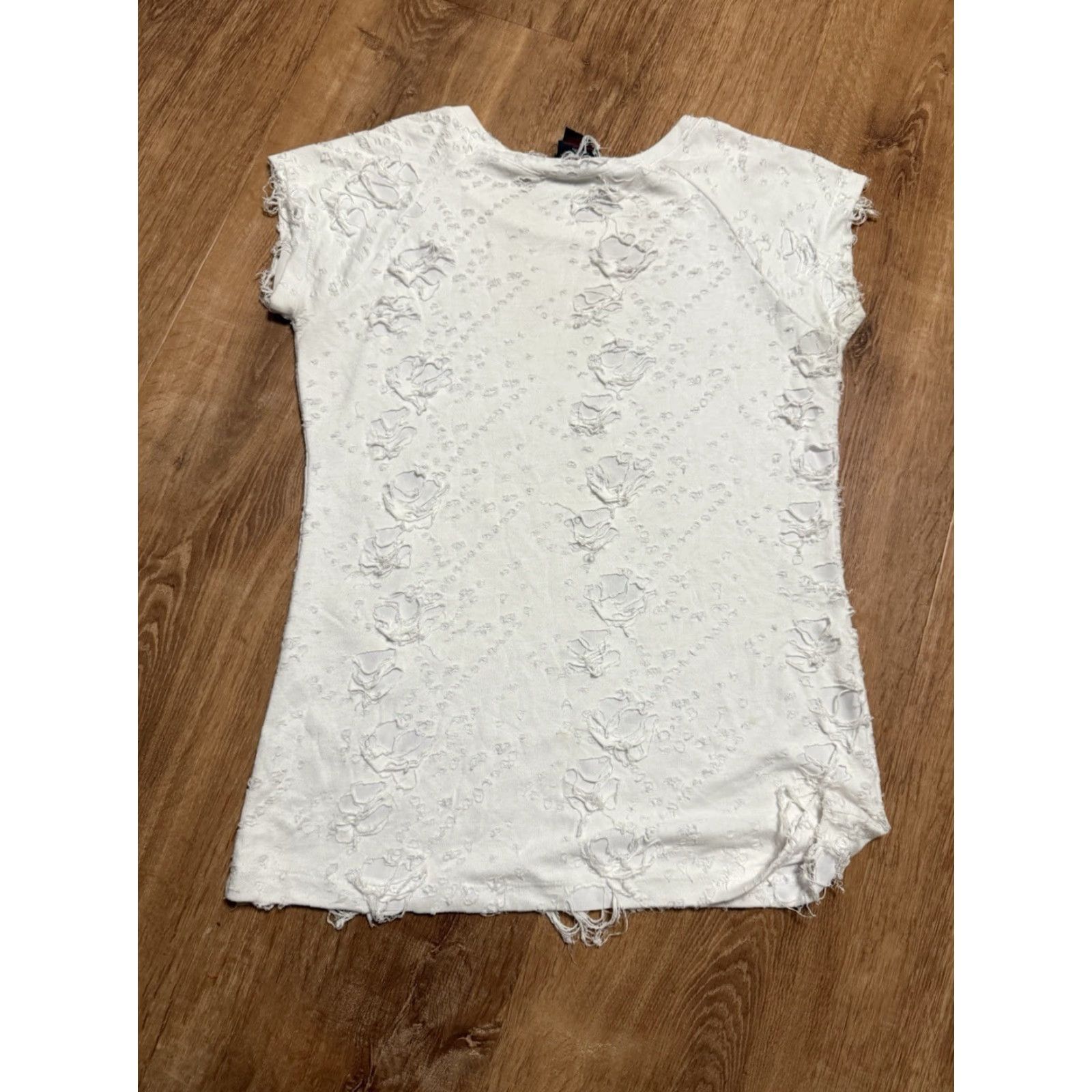 Vintage VINTAGE Bikers Club Womens T-Shirt Distressed Embellished Size XL White Size XL / US 12-14 / IT 48-50 - 2 Thumbnail