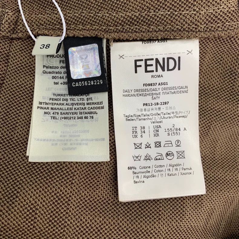 Fendi Fendi Brown Logo Print Long Sleeve Dress Size US S / EU 44-46 / 1 - 7 Thumbnail