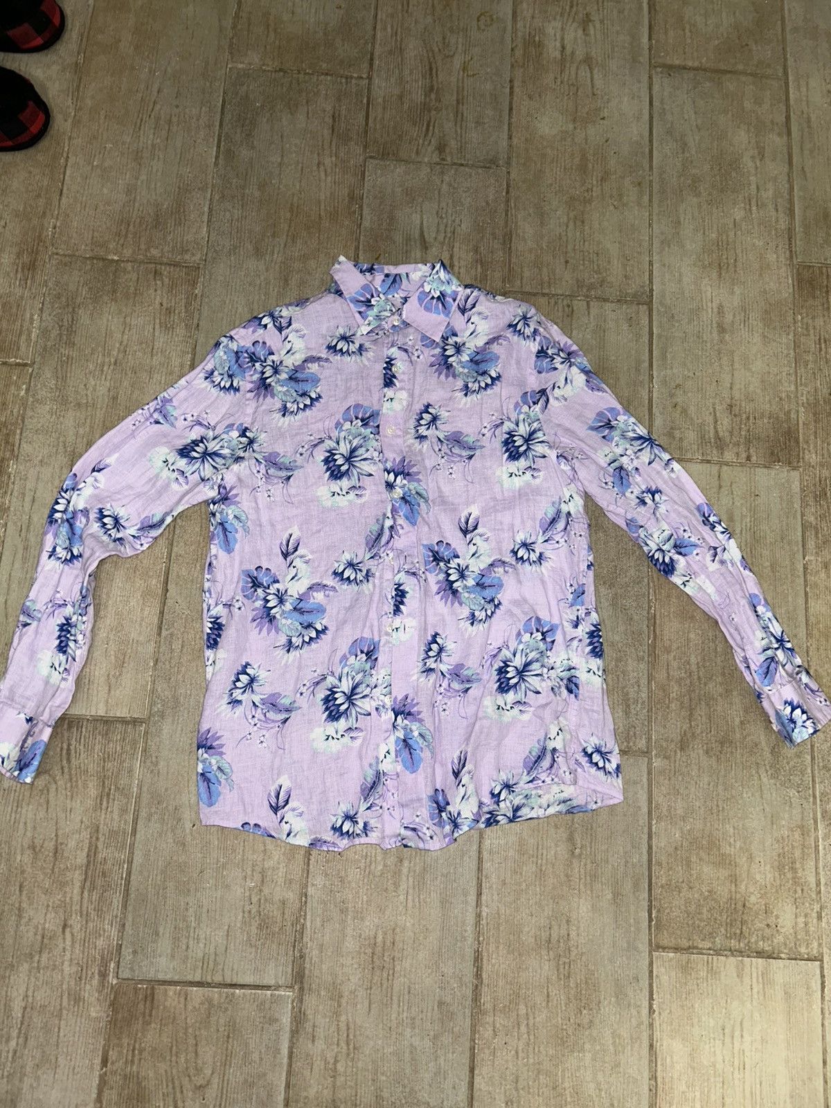 Club Room Club Room Linen - Lavender Floral Button Up Size US S / EU 44-46 / 1 - 1 Thumbnail