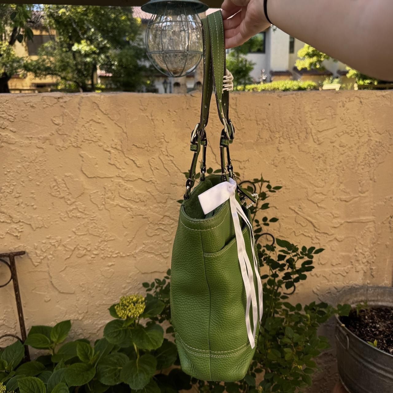 Coach Y2K Green Pebbled Leather Coach Shoulder Bag Size ONE SIZE - 4 Thumbnail