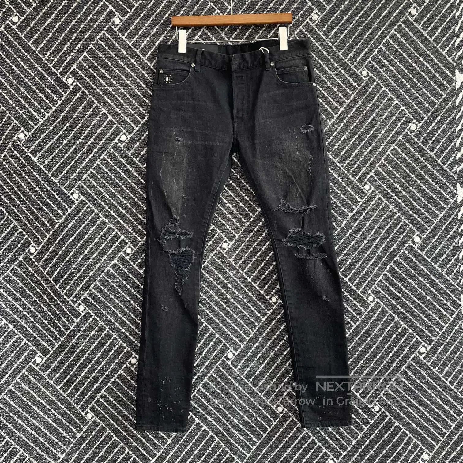 Balmain Black Distressed Denim Jeans Size 32. Size US 32 / EU 48 - 1 Thumbnail