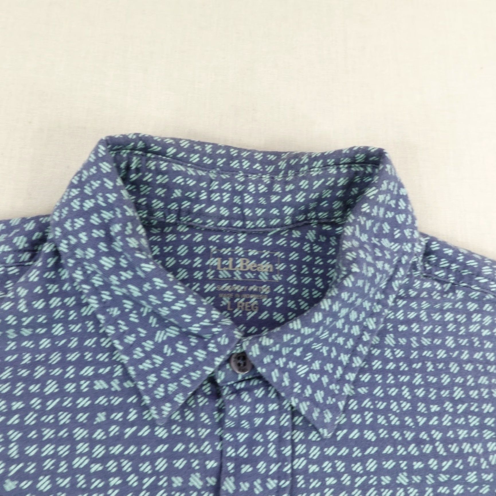 Vintage LL Bean Shirt Mens Large Blue Geometric Organic Cotton Slightly Fitted Flex Size US L / EU 52-54 / 3 - 2 Thumbnail