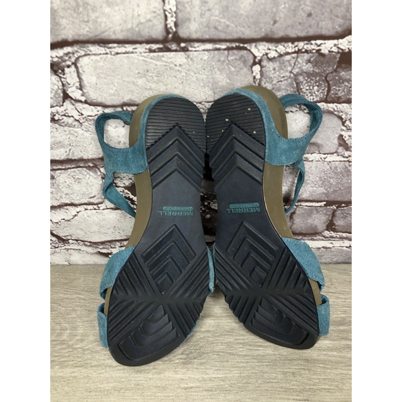 Merrell Merrell Revalli Dragonfly Blue Teal Leather Strappy Wedge Sa Size US 7 / IT 37 - 14 Thumbnail