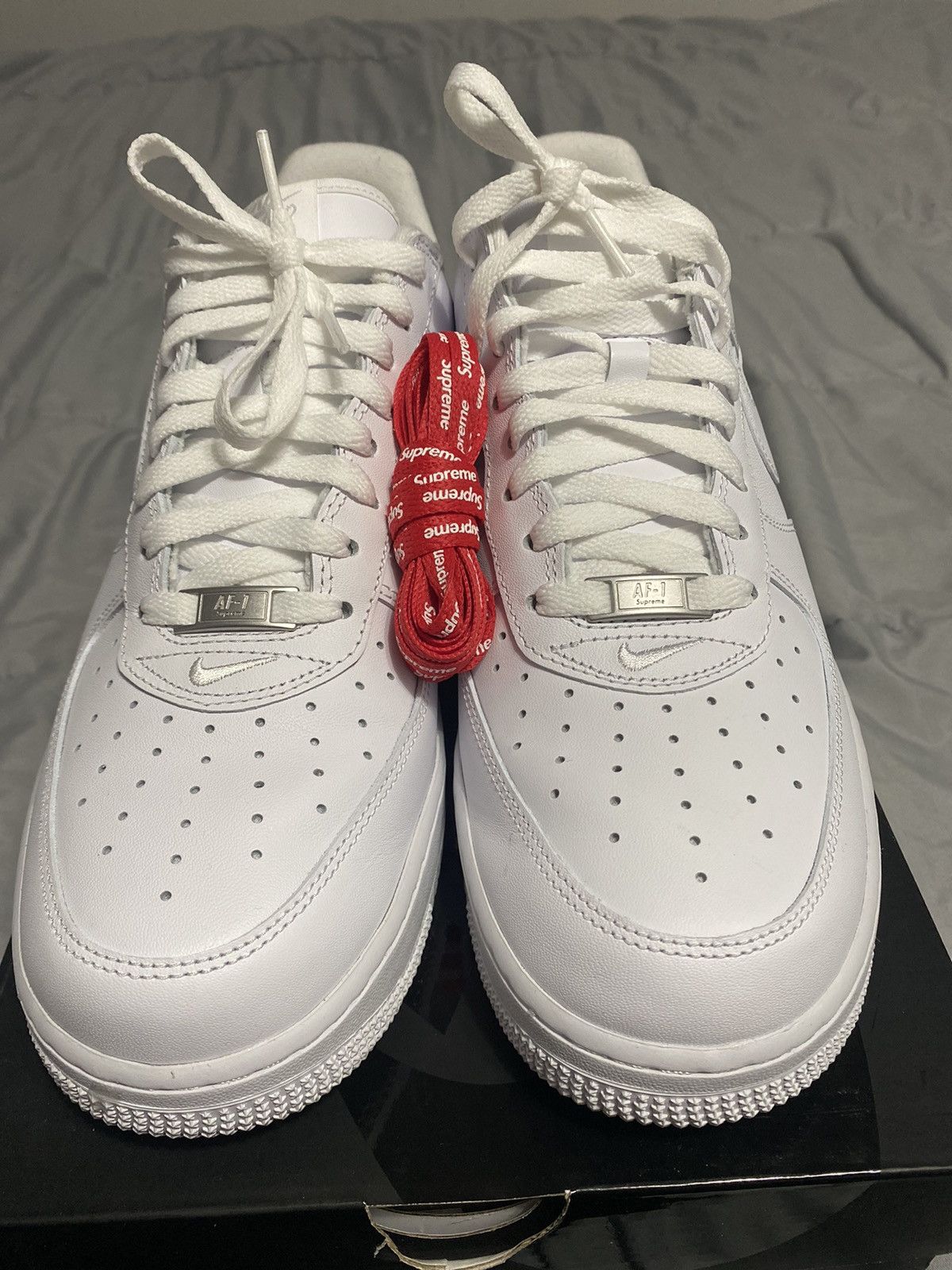 image of Nike Supreme Air Force 1 Low White Shoes, Men's (Size 11)