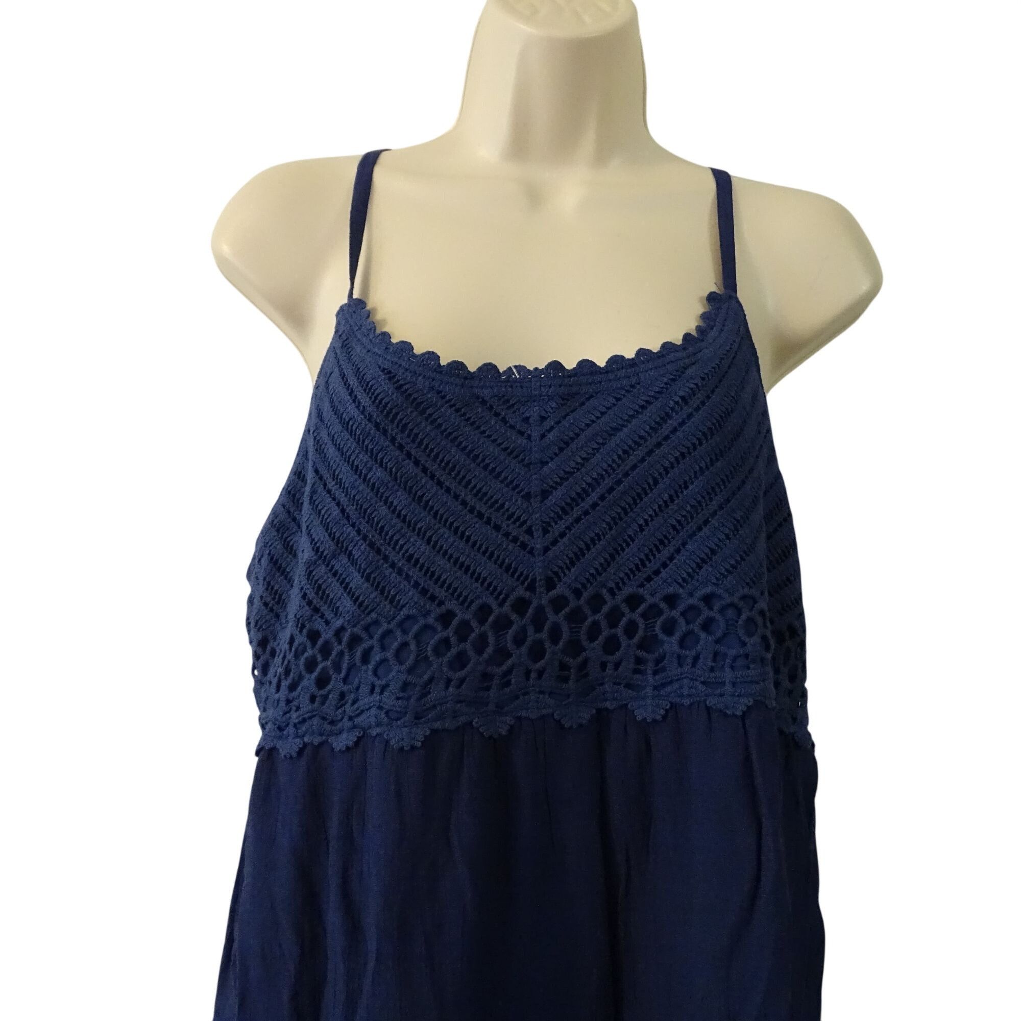 Other The General Good Alyssa Crochet Navy Babydoll Tiered Dress Size XL / US 12-14 / IT 48-50 - 3 Thumbnail