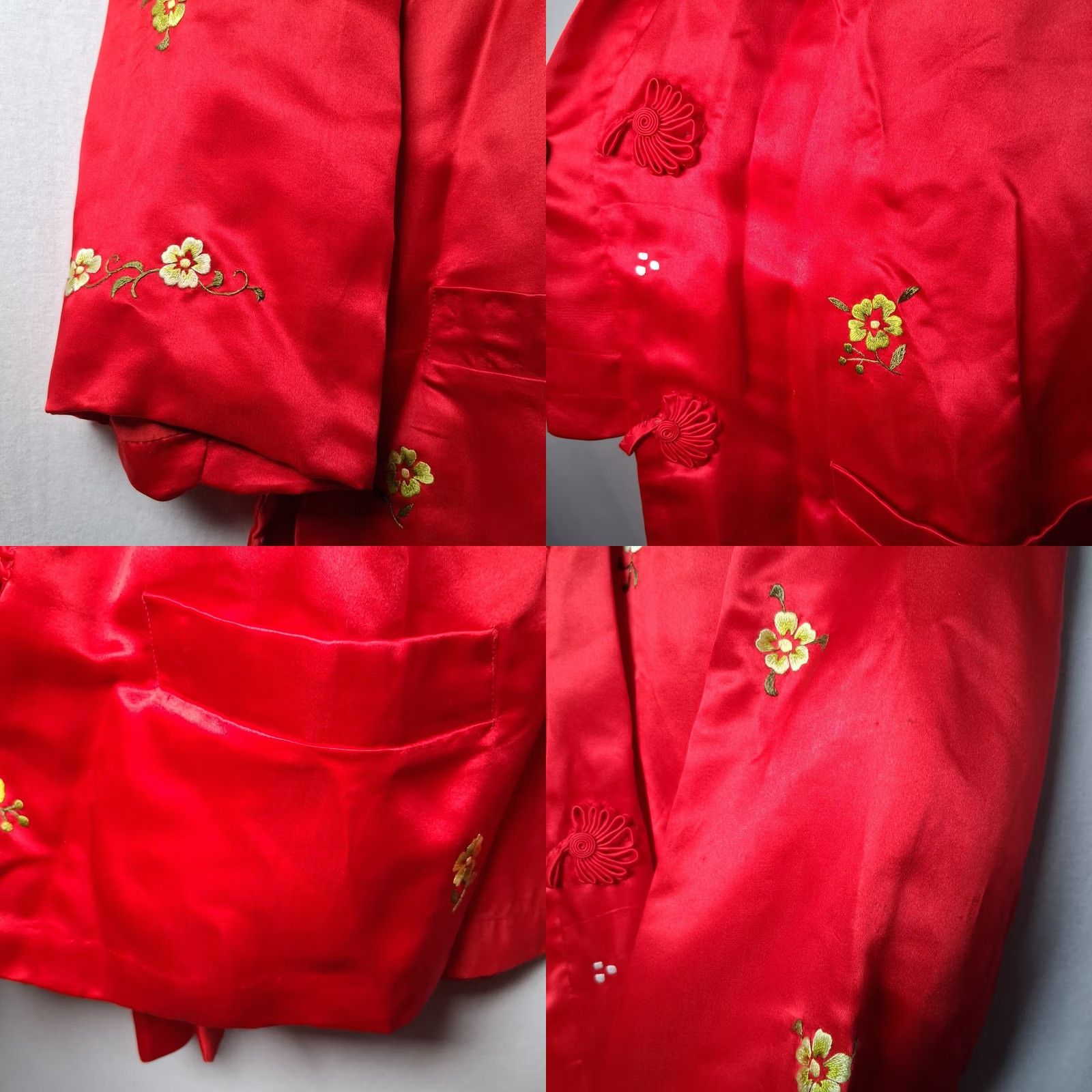 Vintage Asian Silk Jacket Women 34 Red Floral Embroidered Lined Traditional Ethnic READ Size XXS / US 00 / IT 34 - 11 Thumbnail