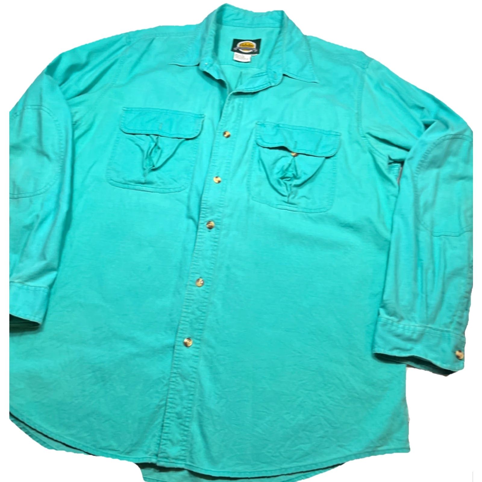 Vintage VINTAGE Cabela’s Aqua BLUE Shirt XL MEN Cotton Long Sleeve Cargo Pockets Button-Up Work Shirt Grunge 90s Dad Western Casual Men Size US XL / EU 56 / 4 - 2 Thumbnail