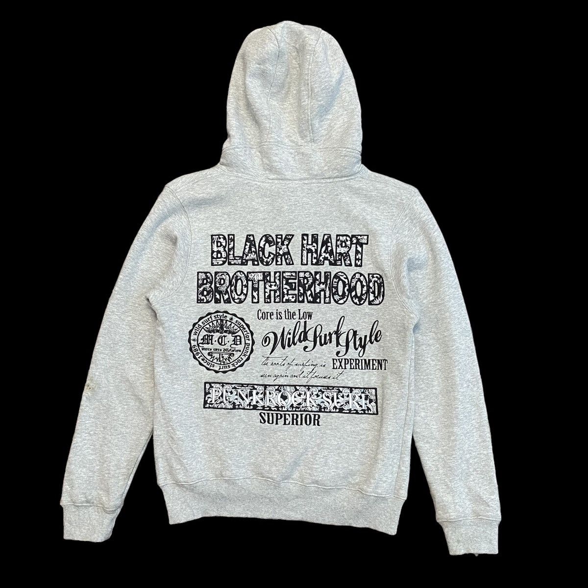 image of Rock Band Punk Rock Surf Hoodie Embroidered By Mcd Superior Mothers in Grey, Men's (Size XS)