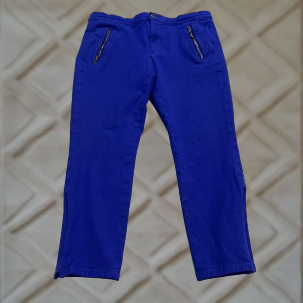 Eddie Bauer VINTAGE Eddie Bauer Banana Republic Sloan Crop Pants Women 8S Blue Tapered Fit Ankle Zip Casual Workwear Spring Summer Fall Winter Size 30" / US 8 / IT 44 - 1 Thumbnail