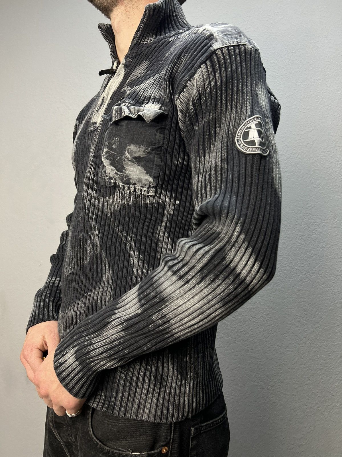 Vintage Y2K 00s Diesel Distressed Punk Sweater striped knit