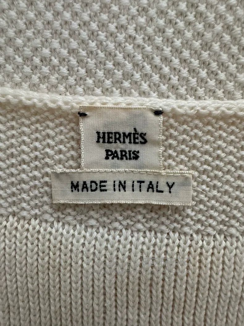 Hermes Hermes Wool Mulberry Silk Short-Sleeve Knit Top, Beige Size XS / US 0-2 / IT 36-38 - 8 Thumbnail