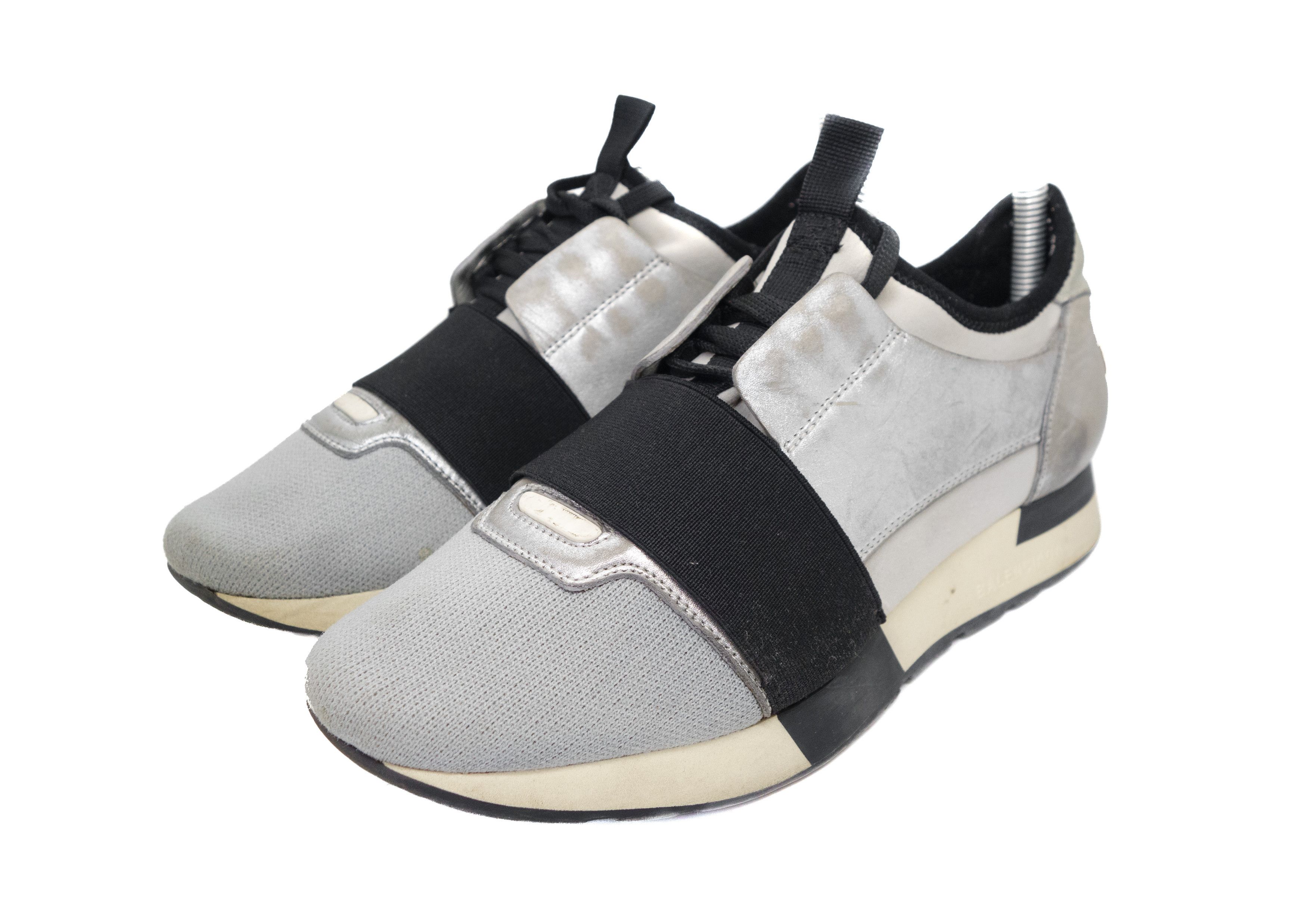 Balenciaga Race Runner Silver Black Mesh Neoprene Sneakers Size US 8 / IT 38 - 5 Thumbnail