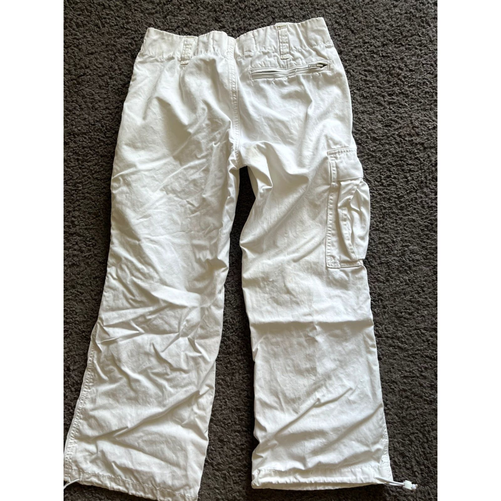 Express Express Jeans Capri White 29 Inseam Size 1/2 Charcoal Wash Zip Pockets Ankle Tie Belt Loops Distressed Regular Size Women Cotton Polyester Spandex Size 25" / US 0 / IT 36 - 3 Thumbnail
