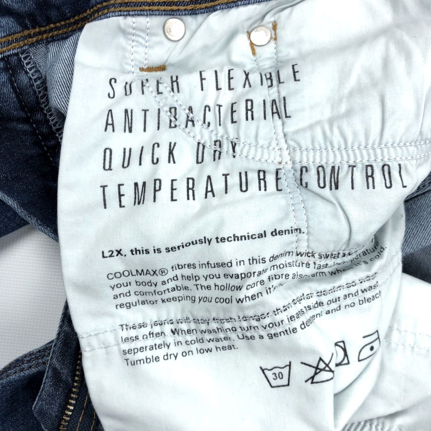 Denime DU/ER L2X Jeans Men 34x32 Blue Denim Stretch Relaxed Taper 5-Pocket Casual Modern W Mens Size US 34 / EU 50 - 7 Thumbnail