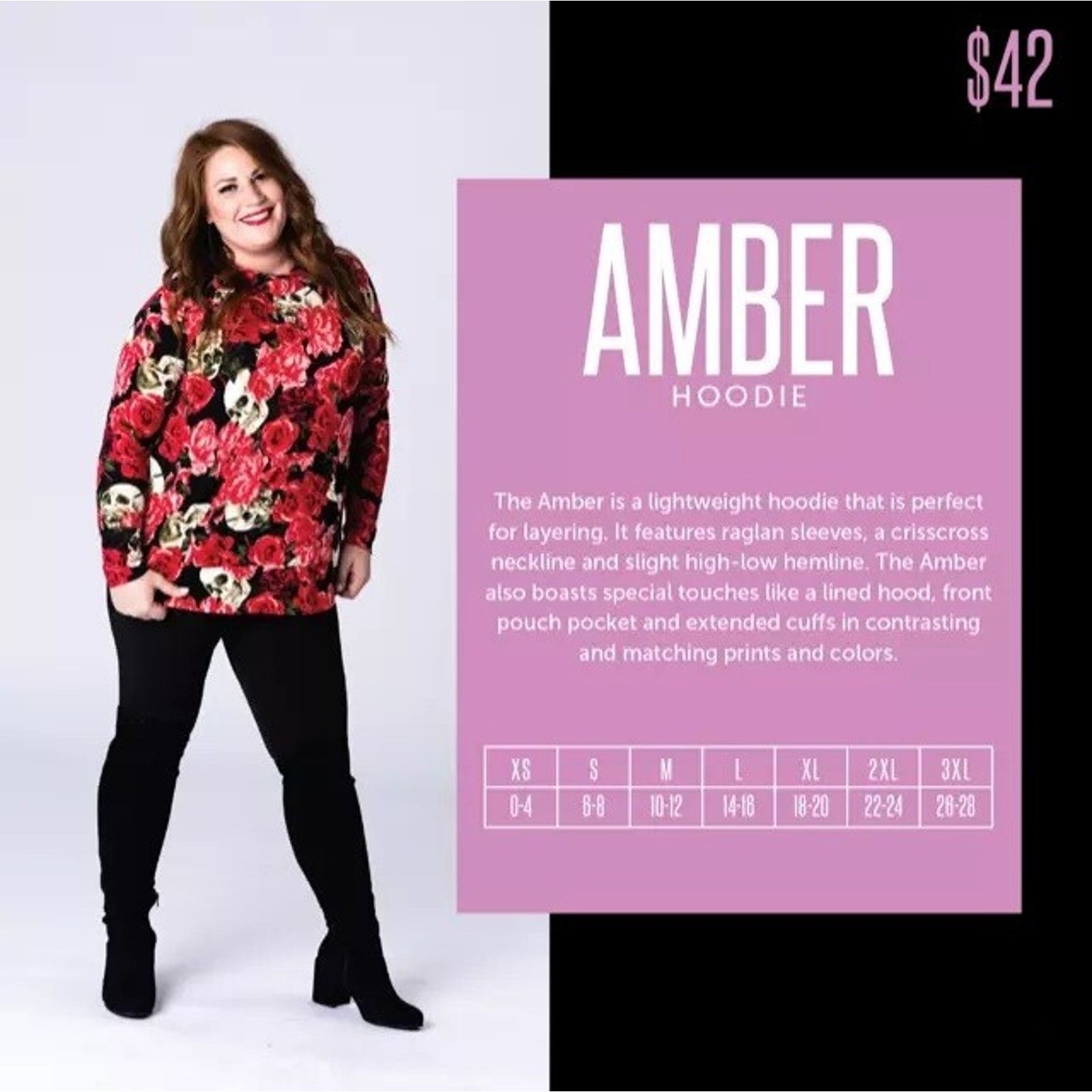 Other NWT LuLaRoe Amber Hoodie Pink Mauve Solid and Stripe SMALL Size S / US 4 / IT 40 - 7 Thumbnail
