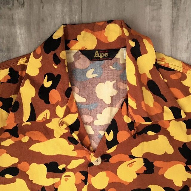 Bape × Nigo 🔥Vintage🔥 BAPE Orange camo aloha shirt a bathing ape NIGO Size US M / EU 48-50 / 2 - 3 Thumbnail