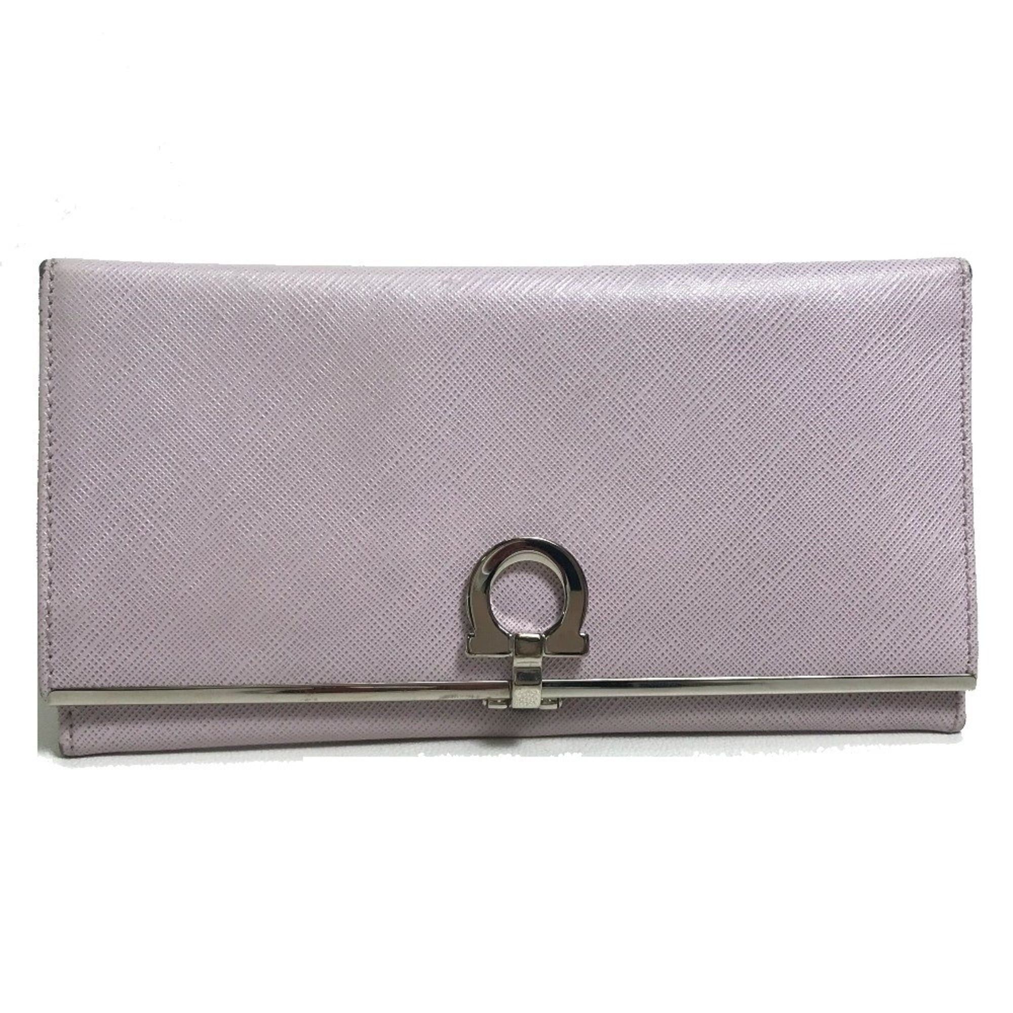Salvatore Ferragamo Salvatore Ferragamo Gancini logo hardware long wallet in leather, women's, purple/light purple Size ONE SIZE - 1 Thumbnail
