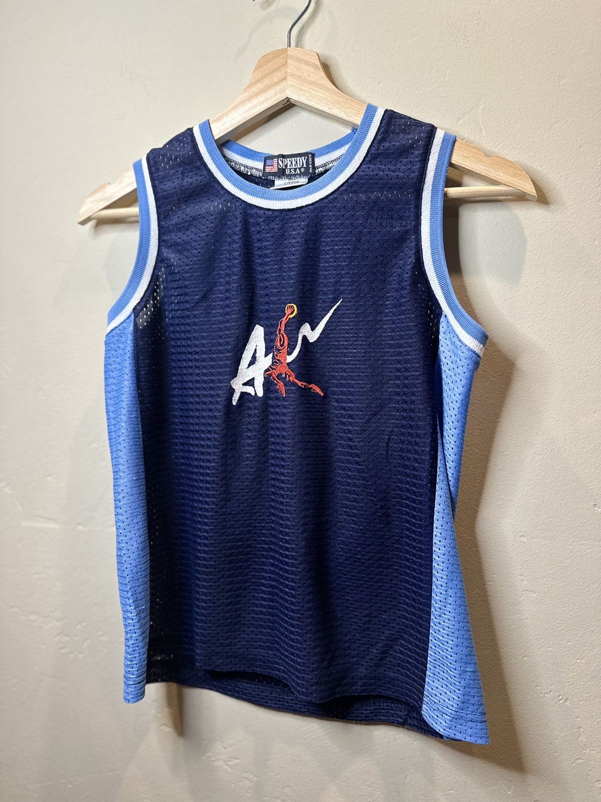 image of Vintage Speedy USA Dunk Air Embroidered Basketball Jersey in Blue, Women's (Size Small)