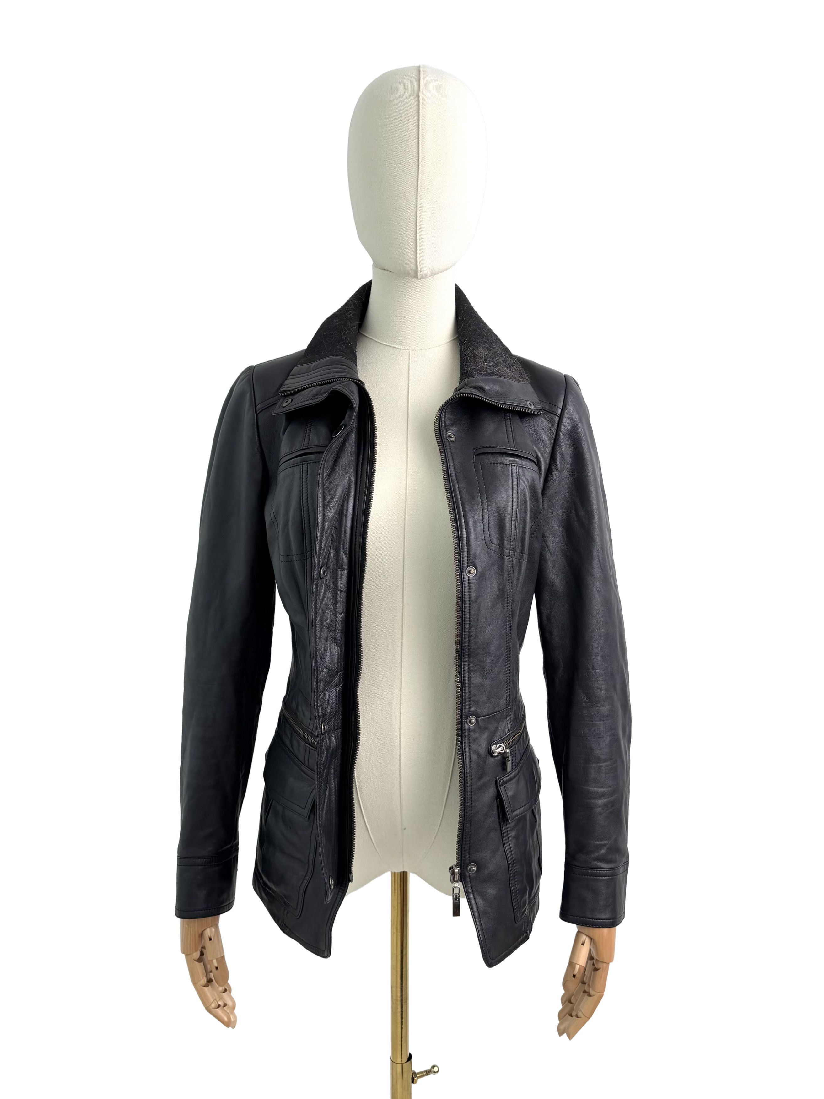 Vintage Vintage Leather Jacket Zip Snap Front Fitted Moto Biker Coat Size M / US 6-8 / IT 42-44 - 3 Thumbnail